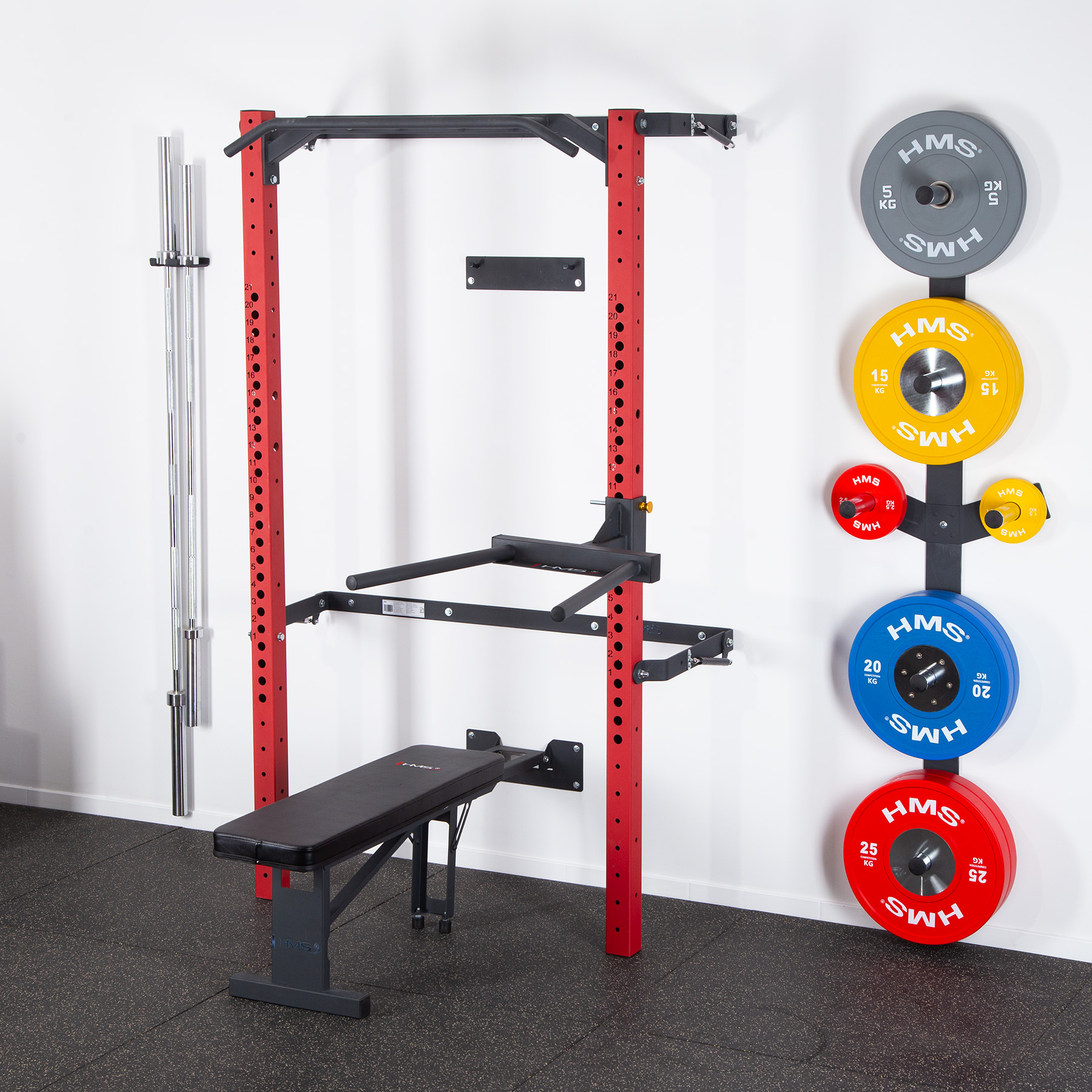 Multifunkční posilovací stojan - Power Rack HMS KLT22 červený