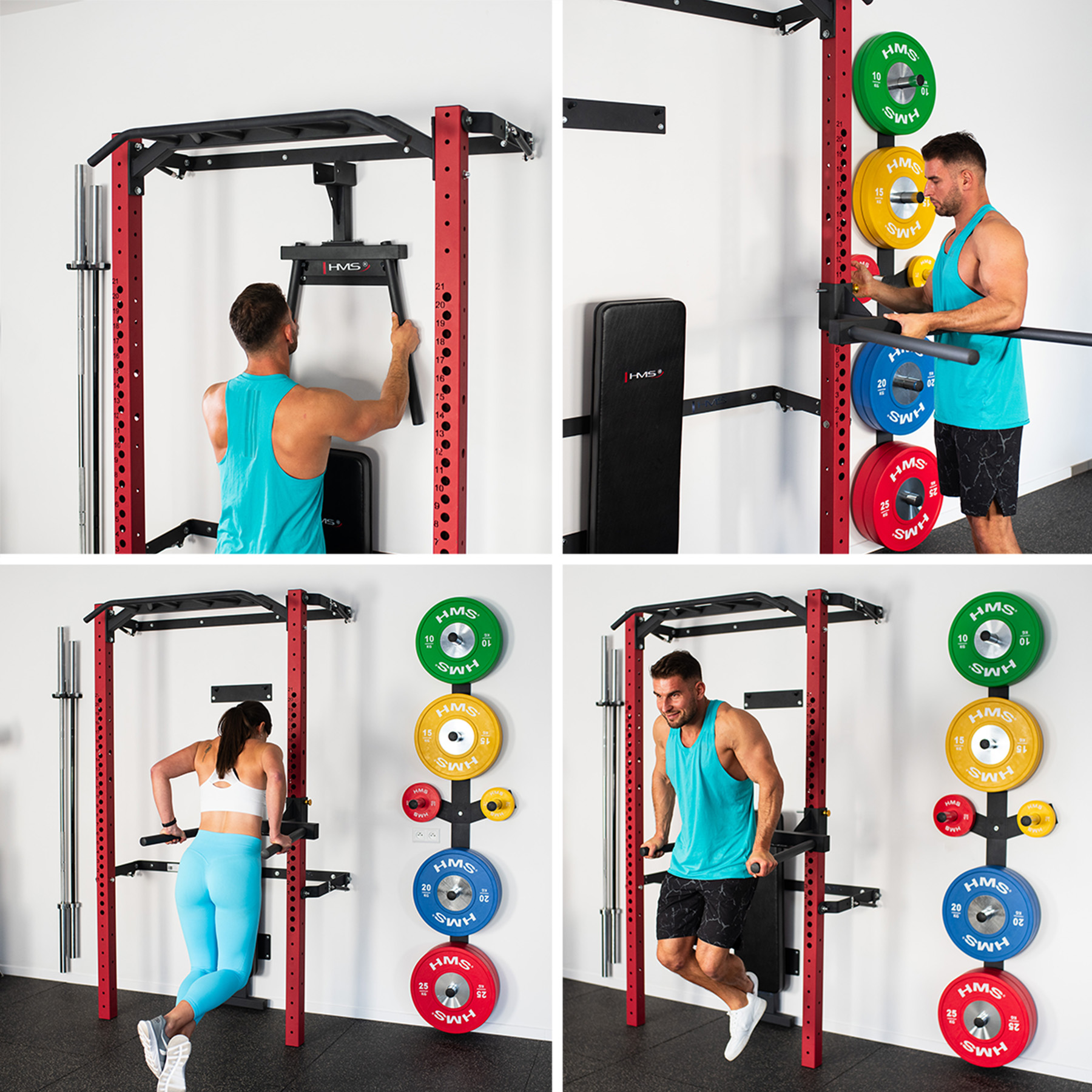 Multifunkční posilovací stojan - Power Rack HMS KLT22 červený