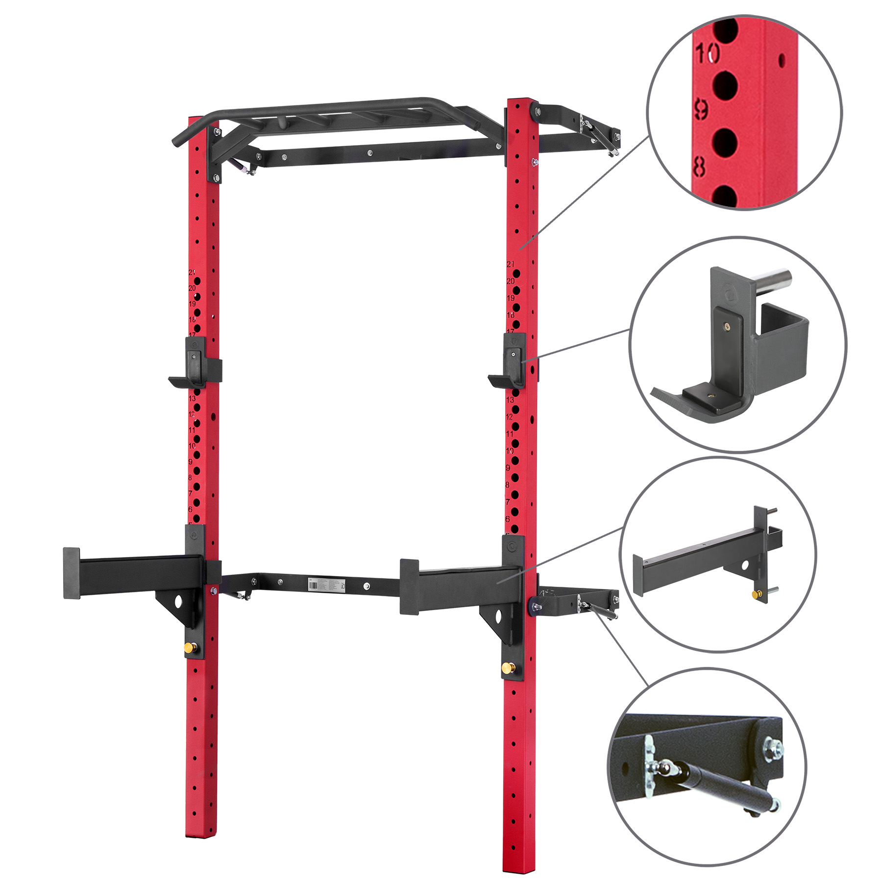Skládací posilovací klec - Power Rack HMS KLT23 červená
