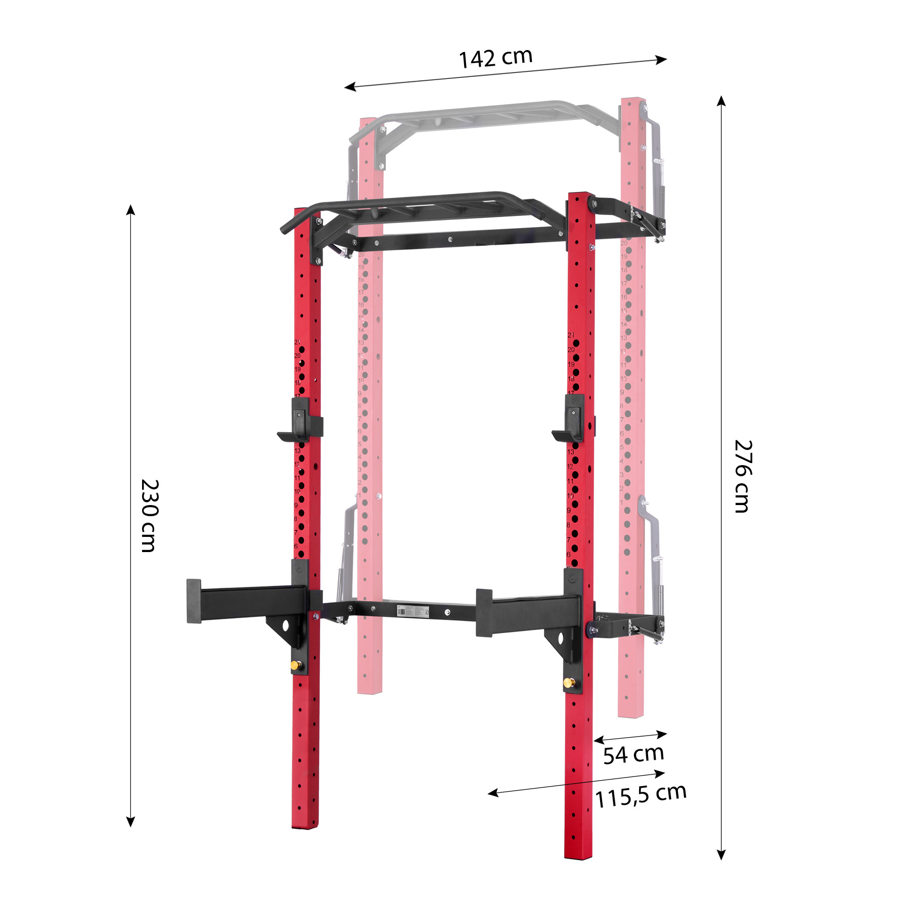 Skládací posilovací klec - Power Rack HMS KLT23 červená