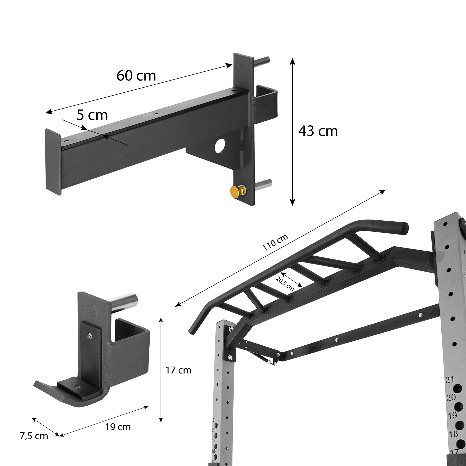 Skládací posilovací klec - Power Rack HMS KLT23 šedá