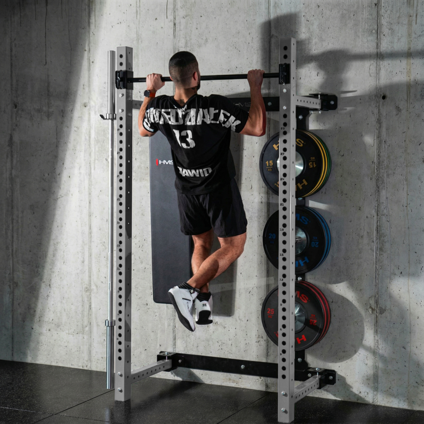 Multifunkční skládací posilovací stojan - Power Rack HMS KLT34 šedý