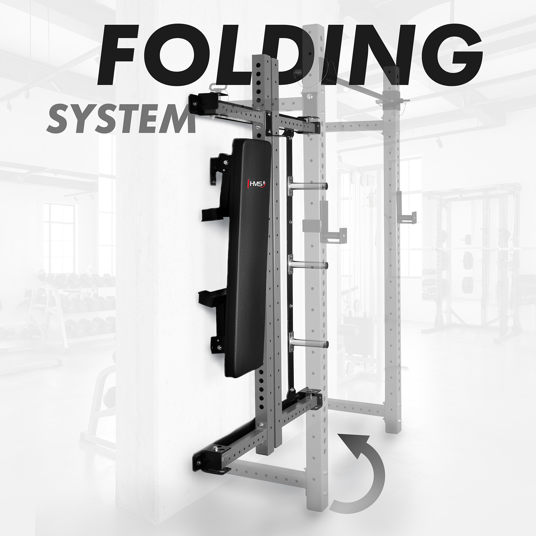 Multifunkční skládací posilovací stojan - Power Rack HMS KLT34 šedý