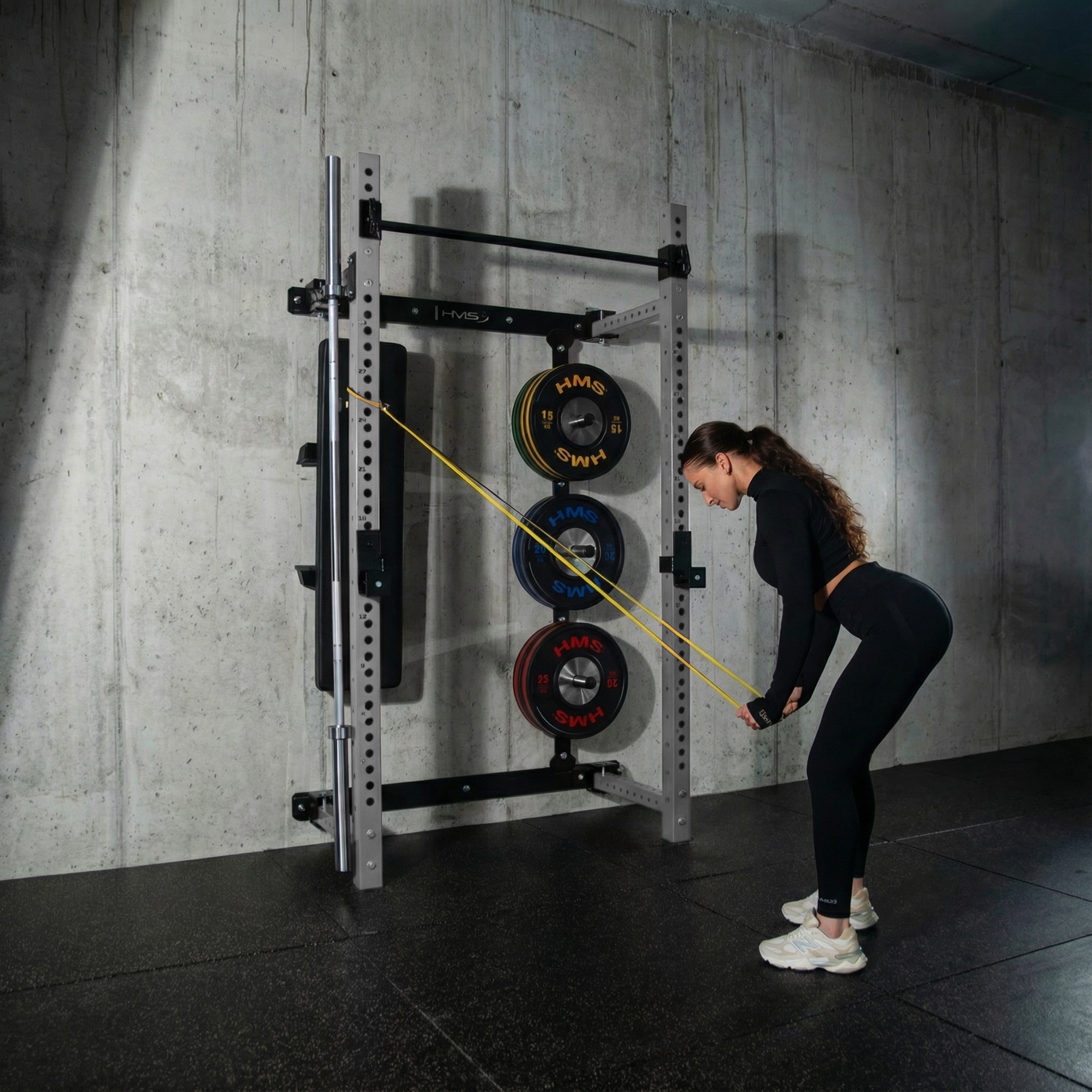 Multifunkční skládací posilovací stojan - Power Rack HMS KLT34 šedý