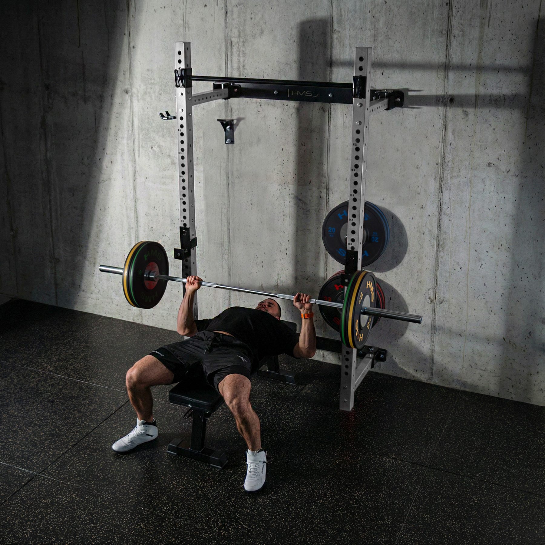 Multifunkční skládací posilovací stojan - Power Rack HMS KLT34 šedý