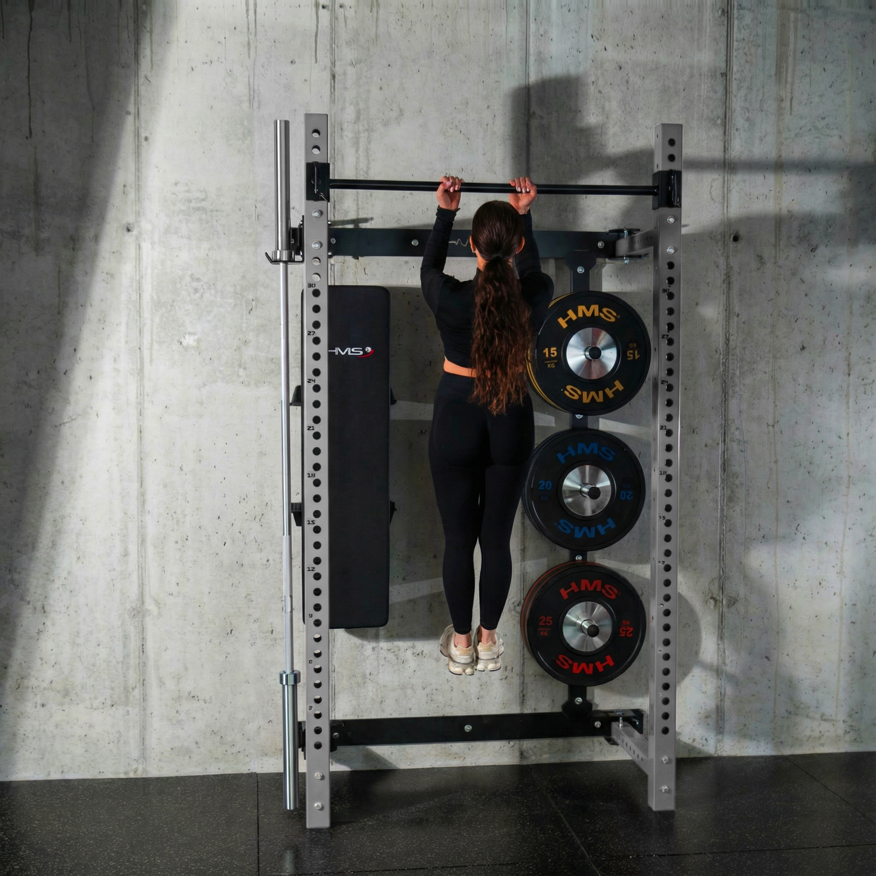 Multifunkční skládací posilovací stojan - Power Rack HMS KLT34 šedý