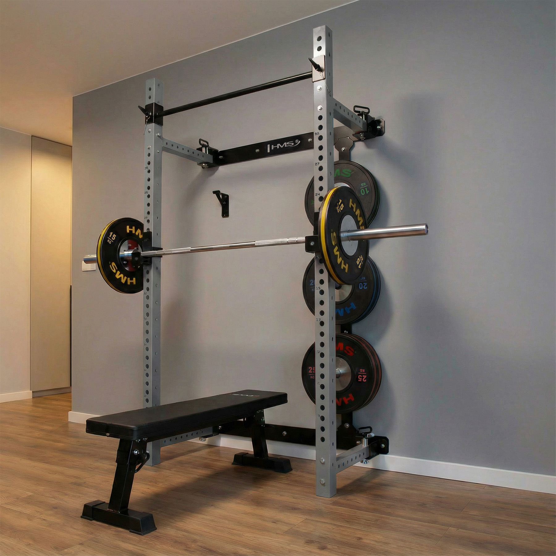 Multifunkční skládací posilovací stojan - Power Rack HMS KLT34 šedý