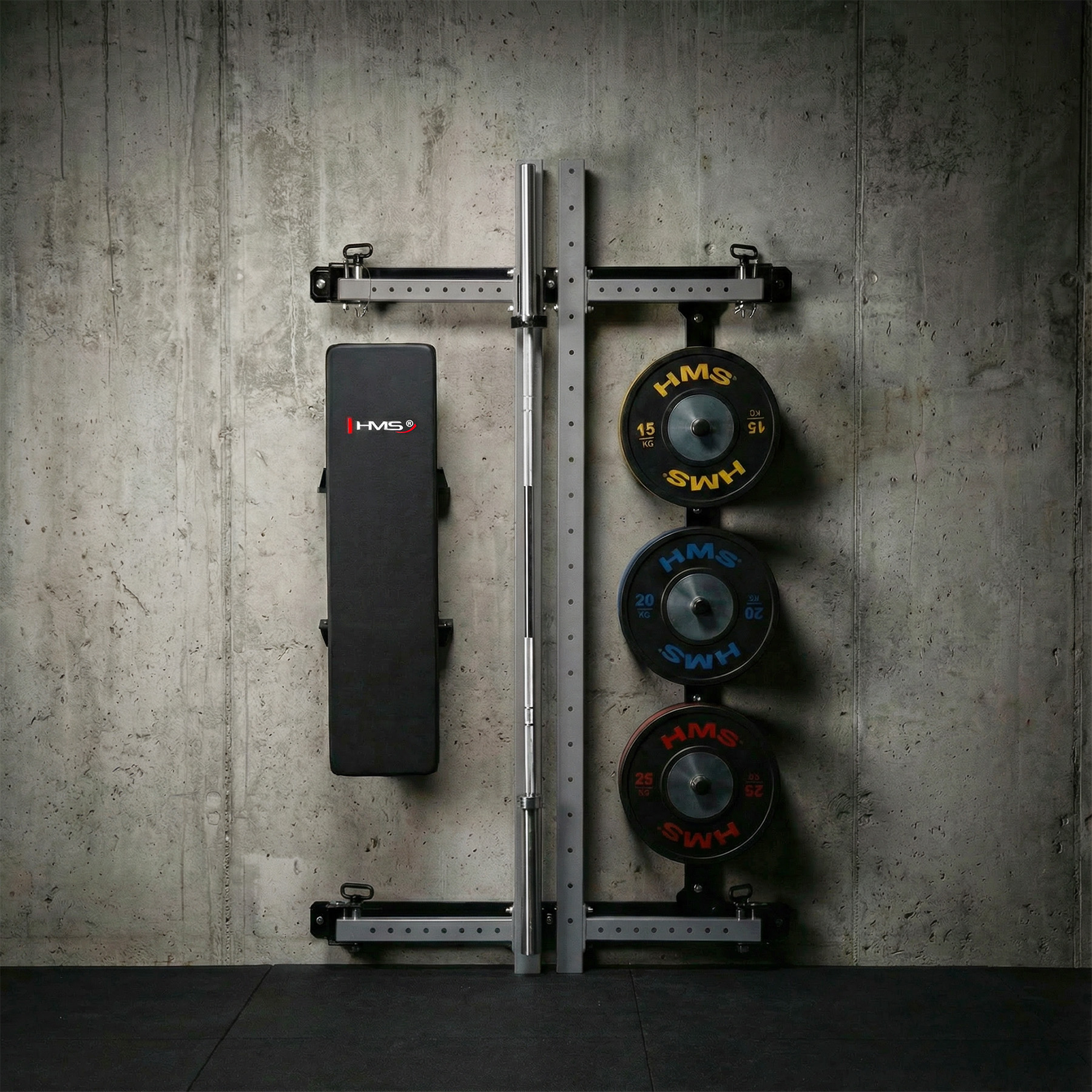 Multifunkční skládací posilovací stojan - Power Rack HMS KLT34 šedý