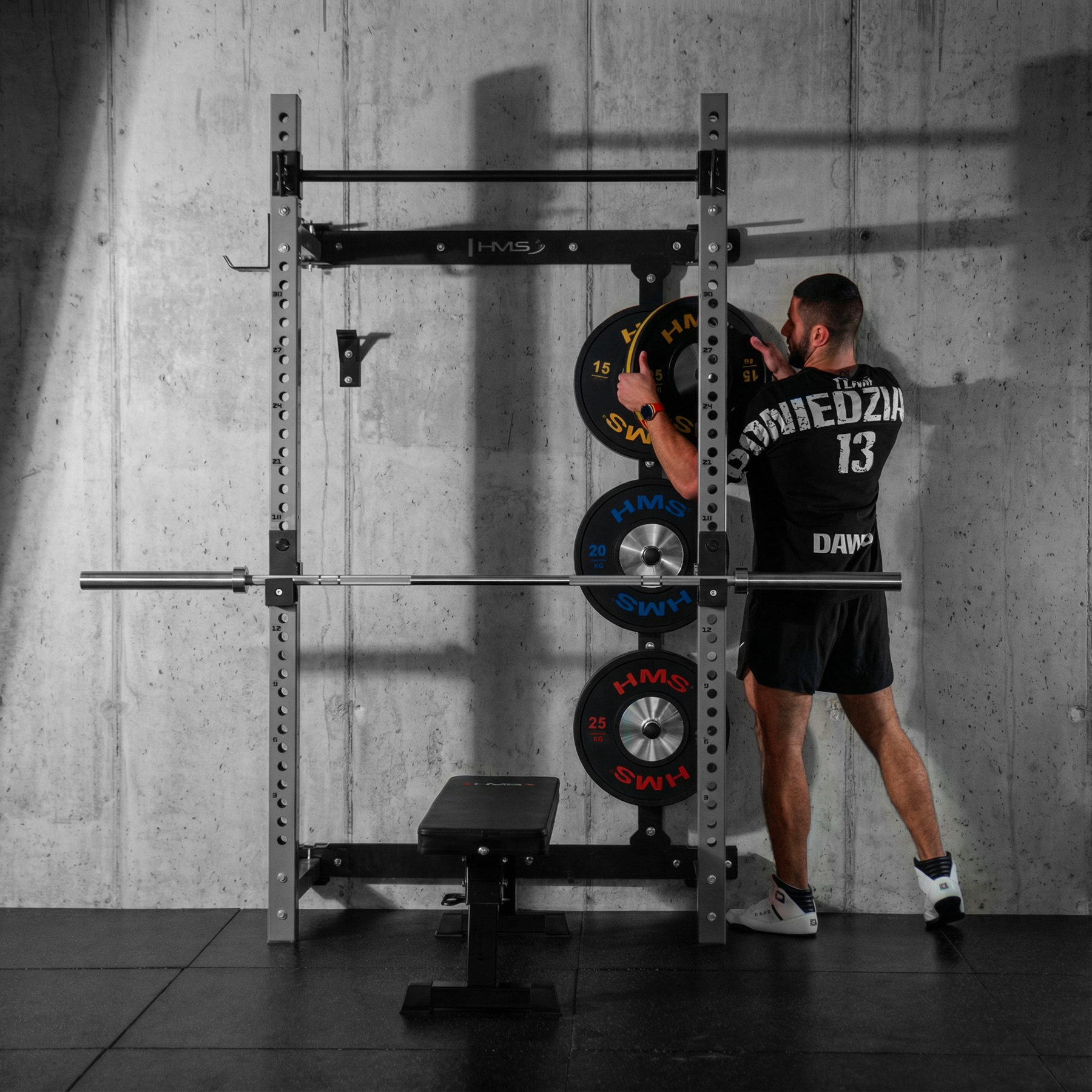 Multifunkční skládací posilovací stojan - Power Rack HMS KLT34 šedý