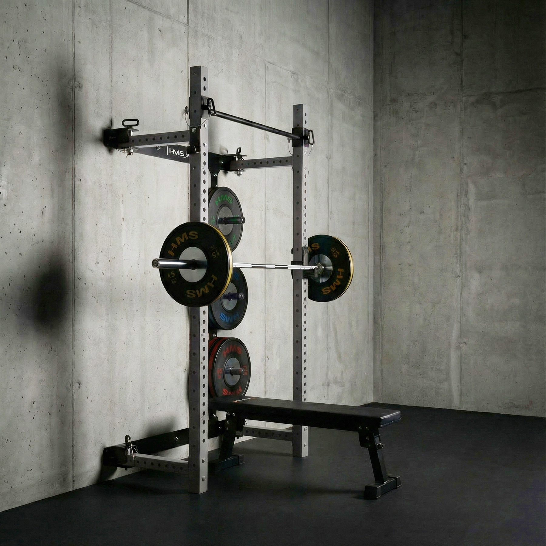 Multifunkční skládací posilovací stojan - Power Rack HMS KLT34 šedý
