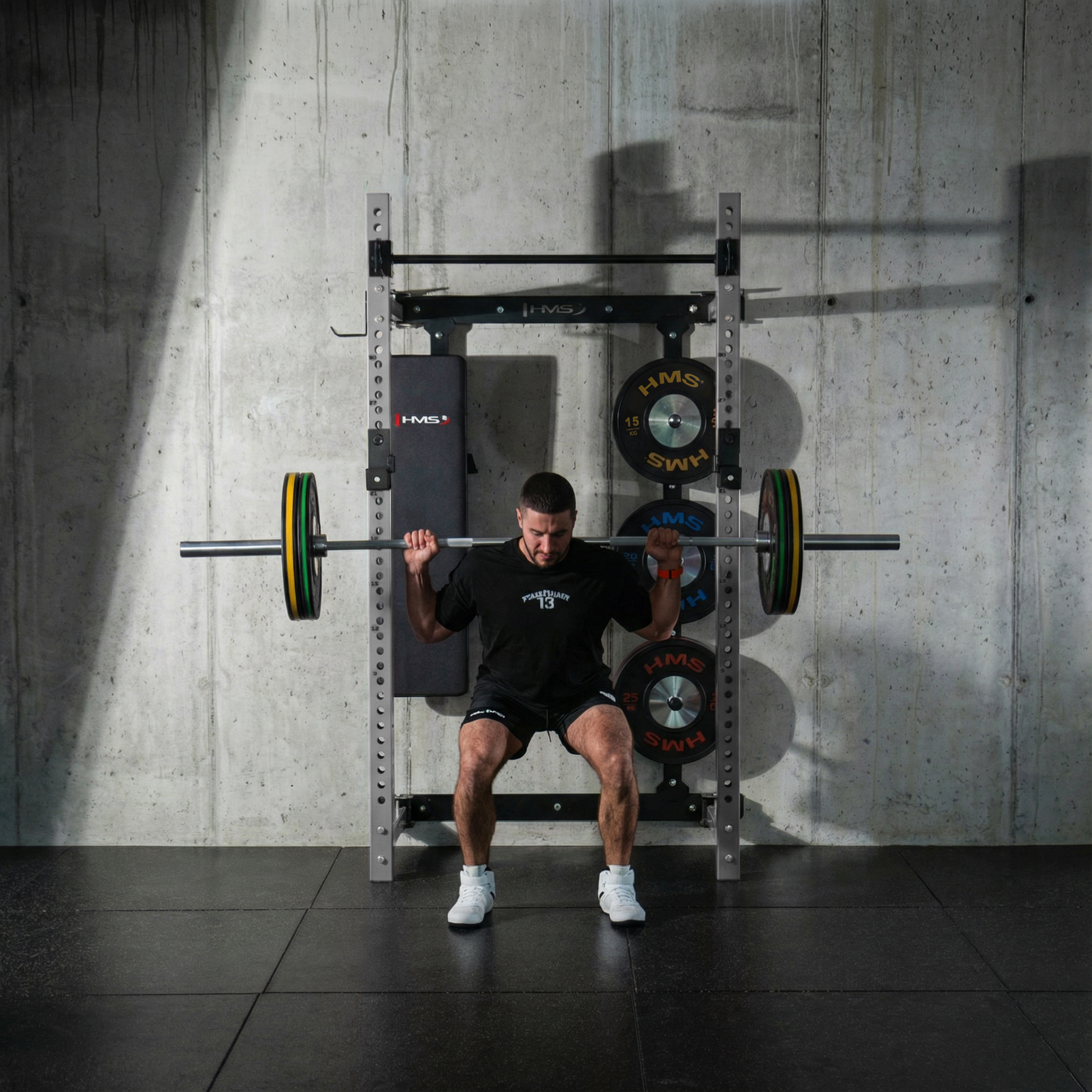 Multifunkční skládací posilovací stojan - Power Rack HMS KLT34 šedý