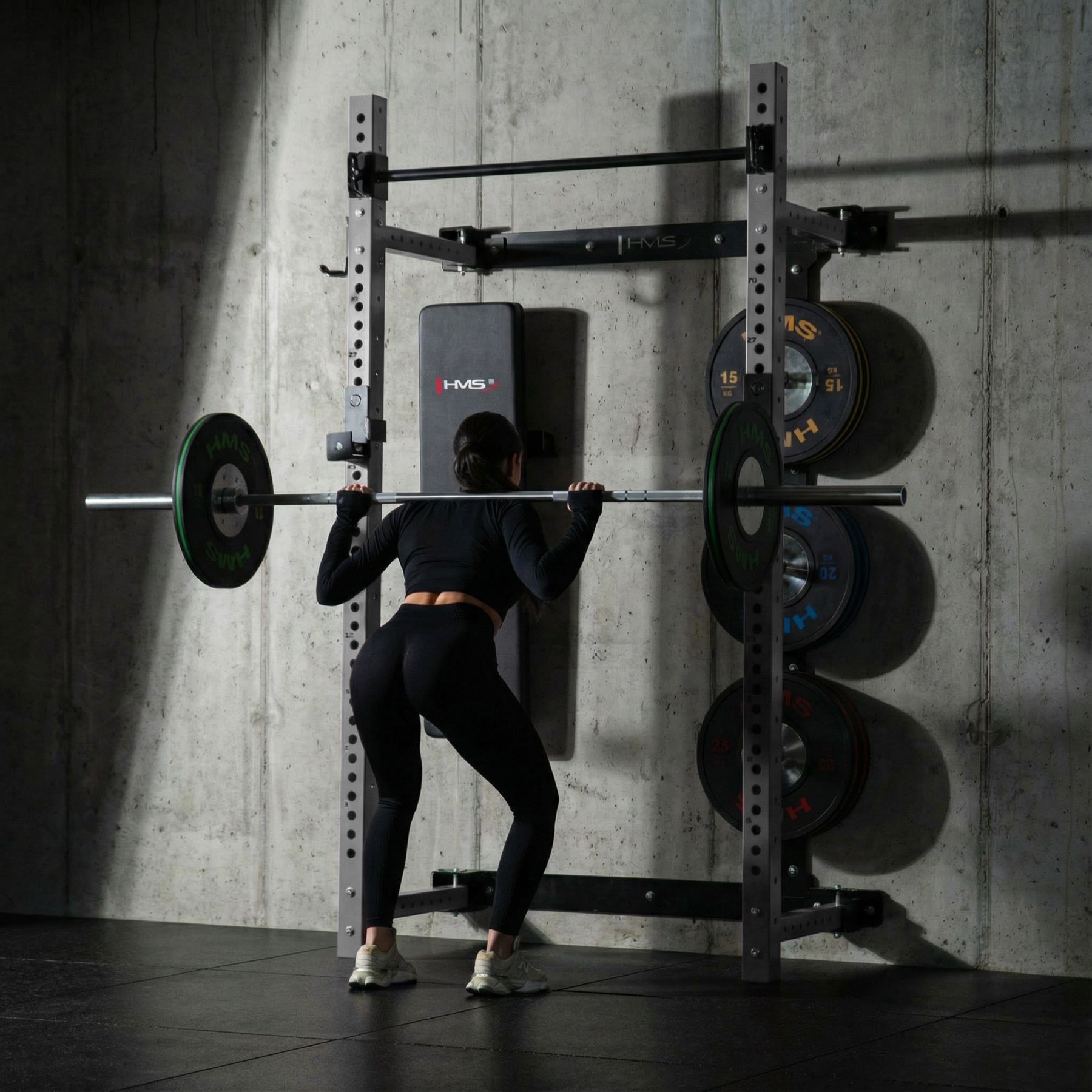Multifunkční skládací posilovací stojan - Power Rack HMS KLT34 šedý