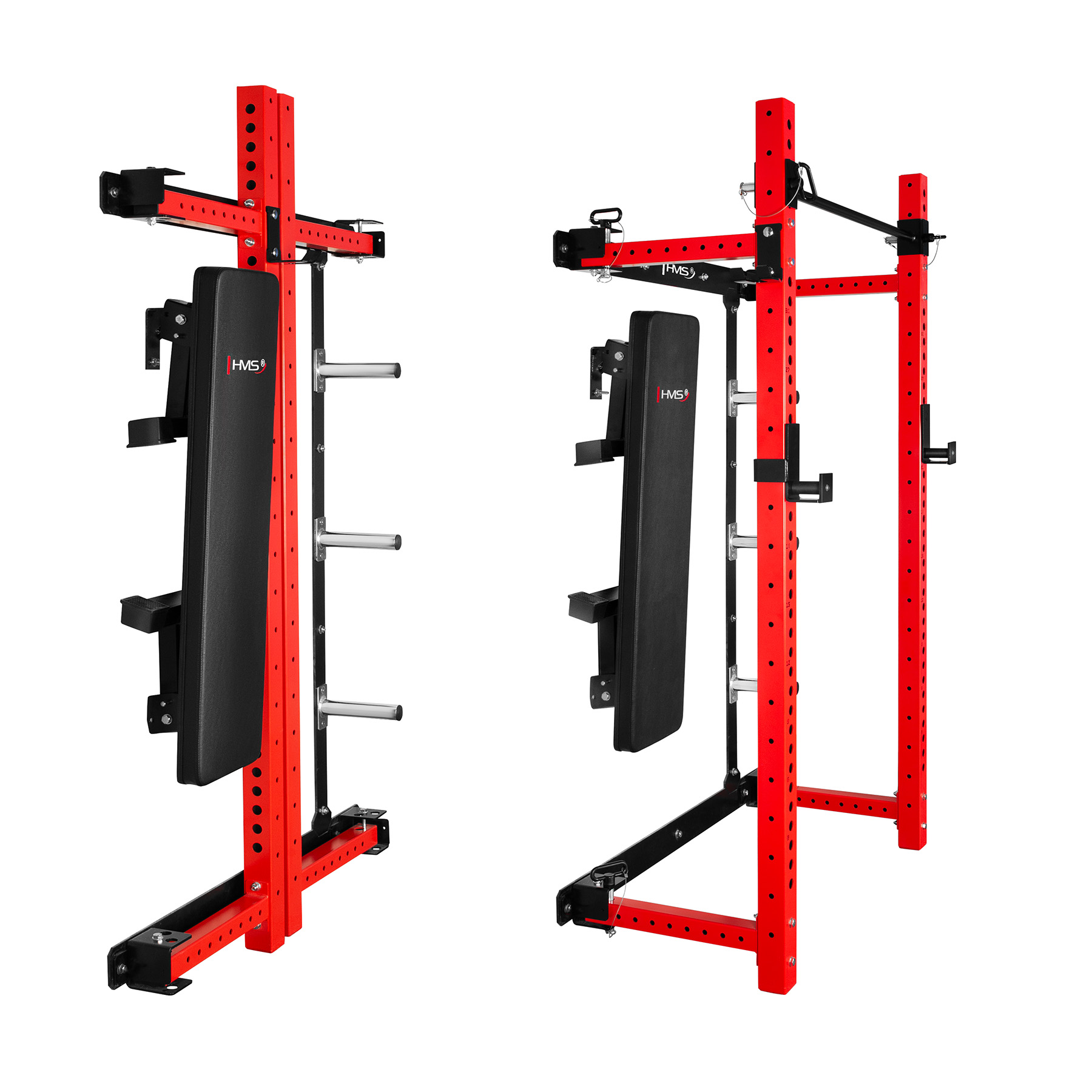 Multifunkční skládací posilovací stojan - Power Rack HMS KLT34 červený