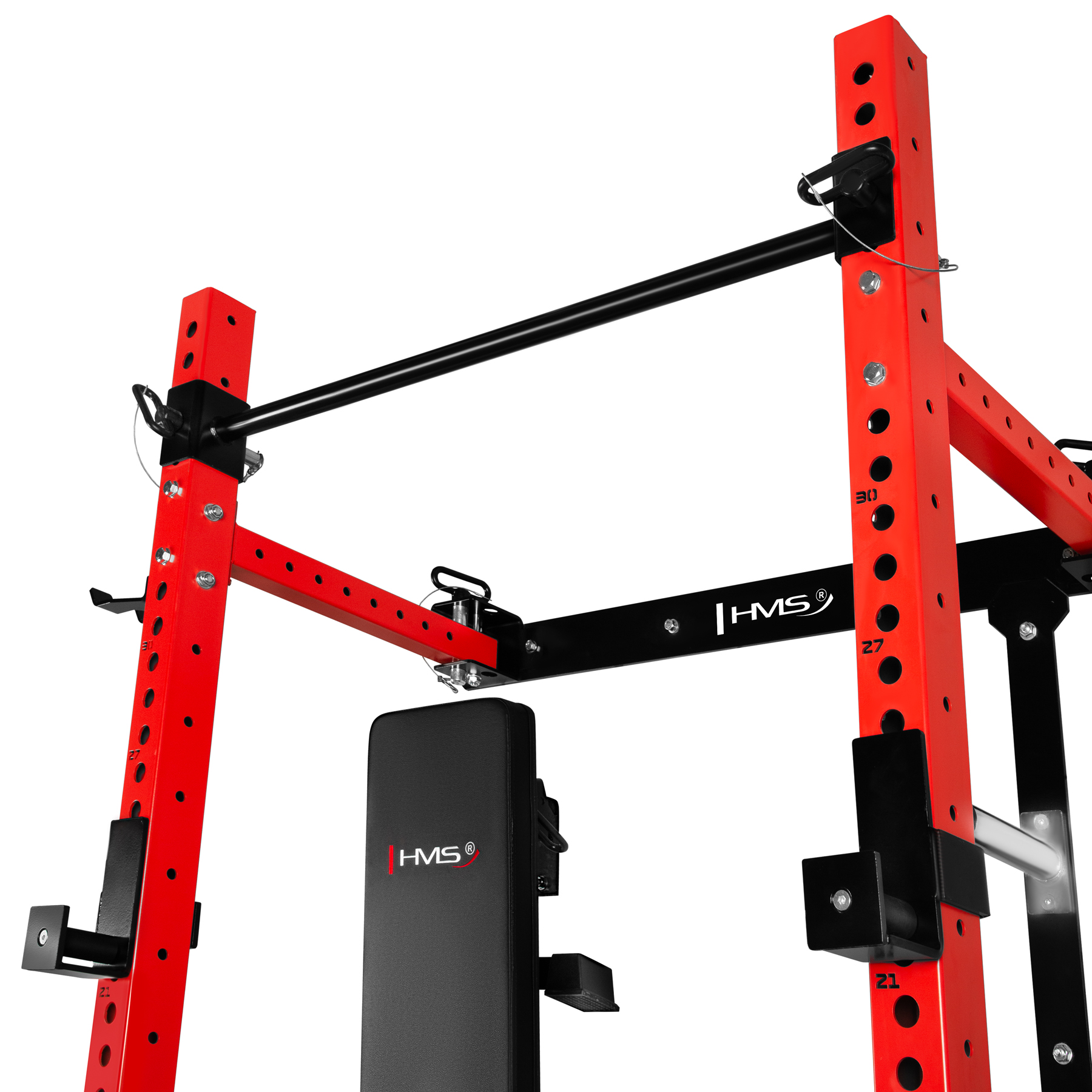 Multifunkční skládací posilovací stojan - Power Rack HMS KLT34 červený