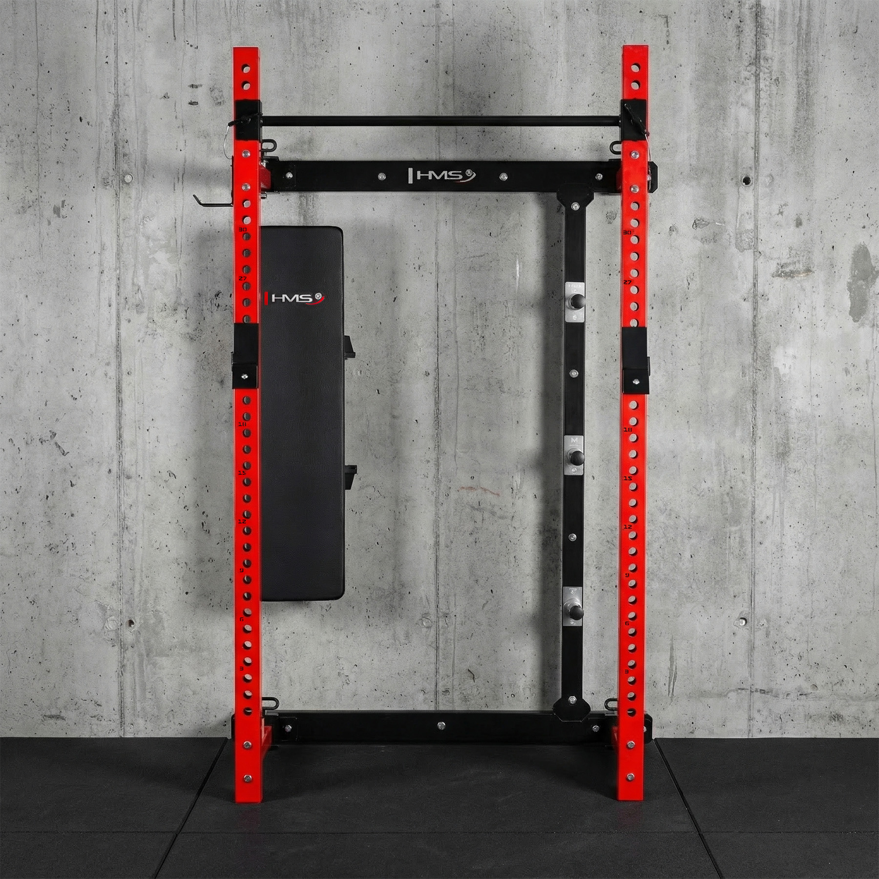Multifunkční skládací posilovací stojan - Power Rack HMS KLT34 červený