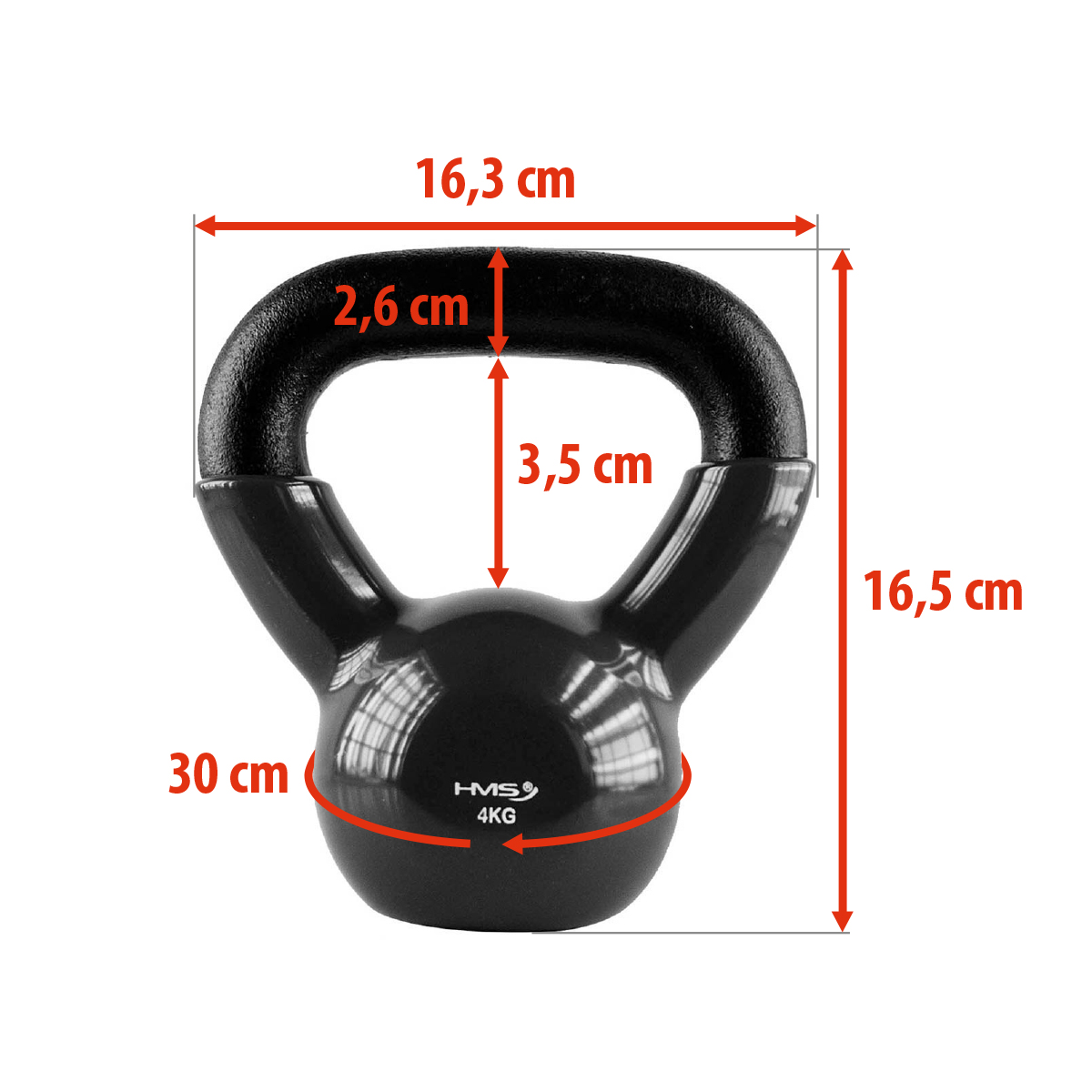 Kettlebell pokrytý vinylem HMS KNV04 4 kg, černý