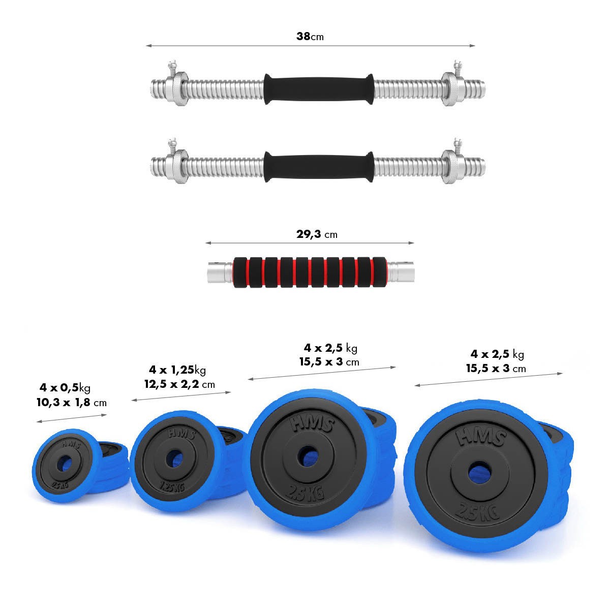 Činkový set HMS SGG30BAR 2x15 kg litina