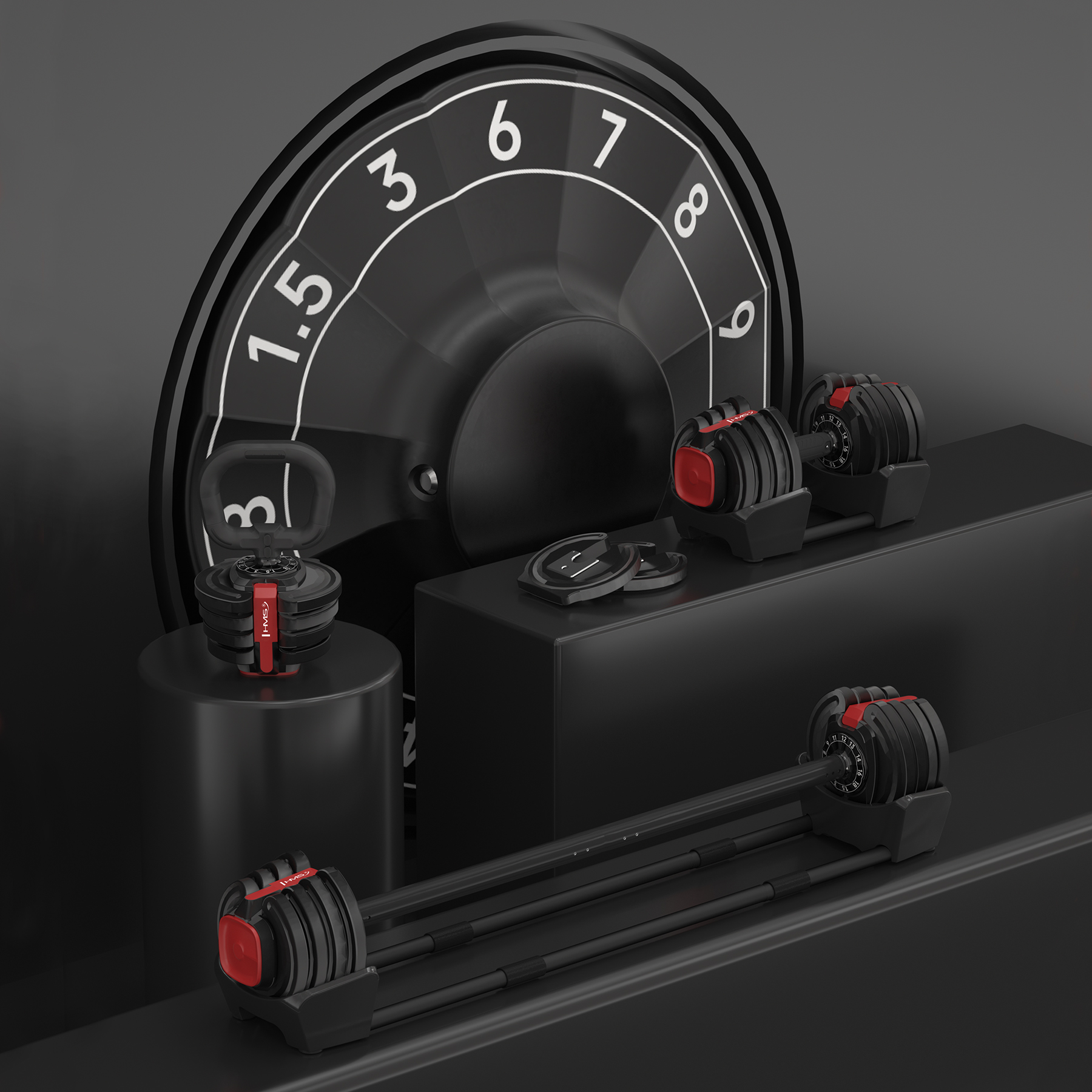 Jednoruční / obouruční variabilní činka HMS SGR18 PRO SET 3v1 40 kg