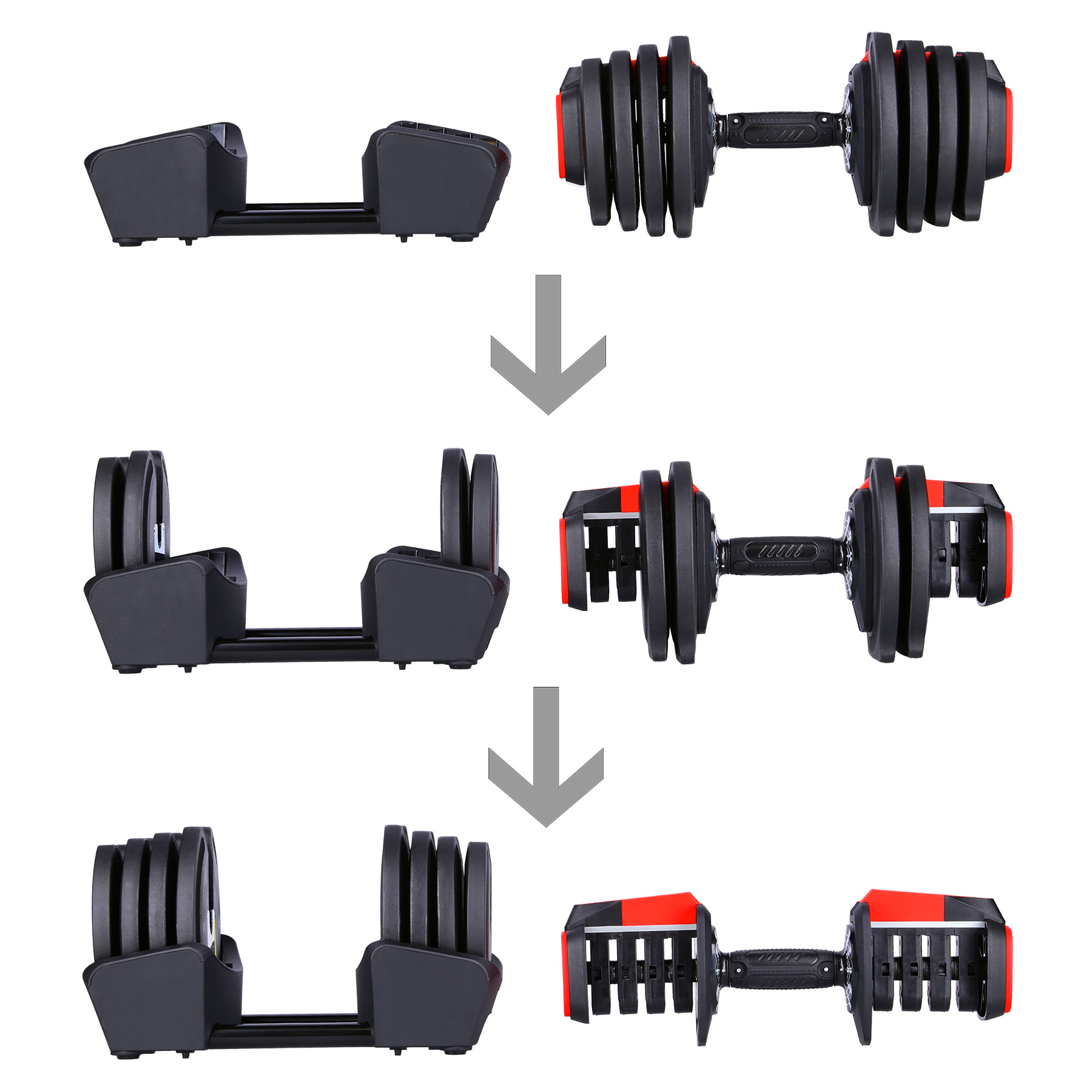 Jednoruční / obouruční variabilní činka HMS SGR18 PRO SET 3v1 40 kg