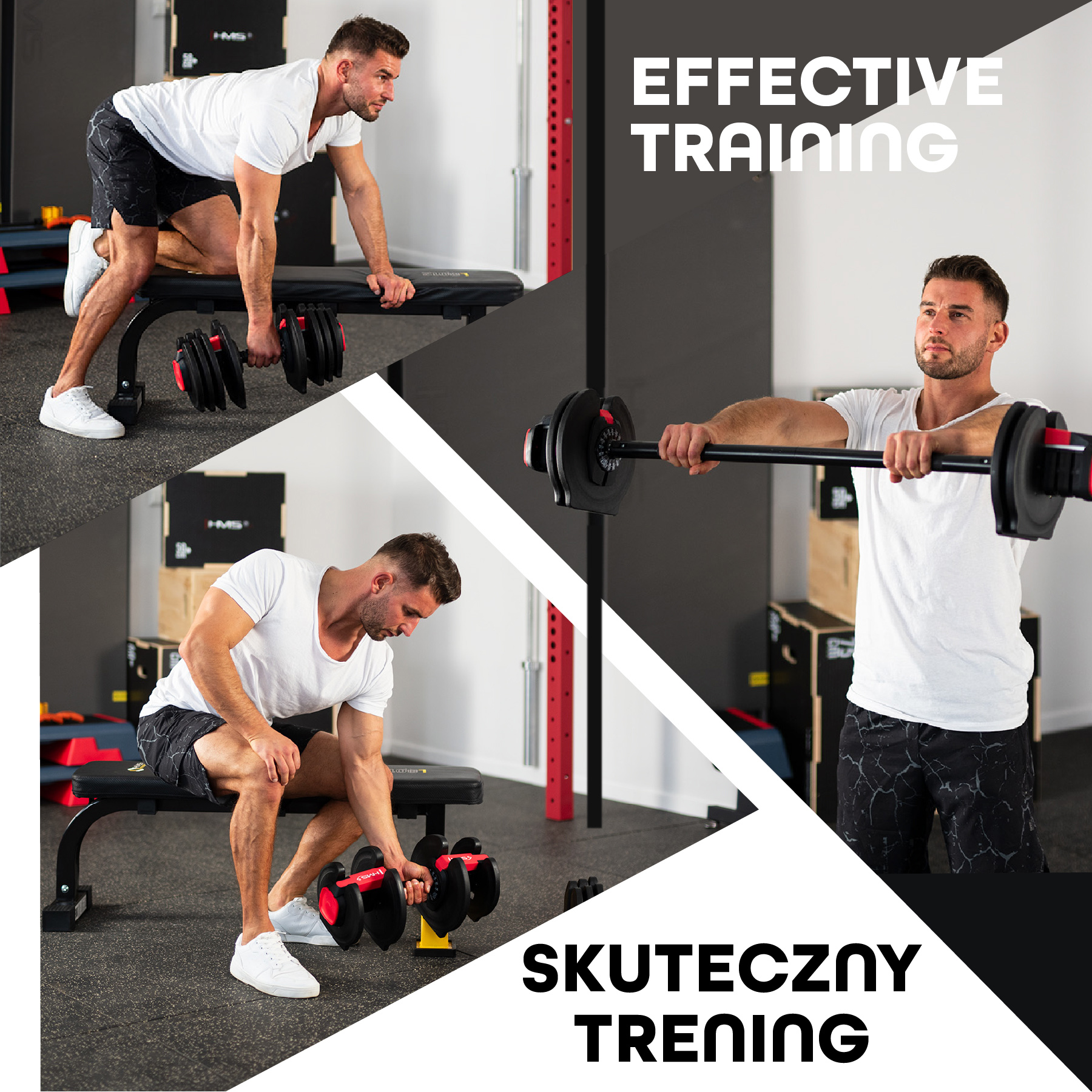 Jednoruční / obouruční variabilní činka HMS SGR40 PRO SET 2v1 40 kg