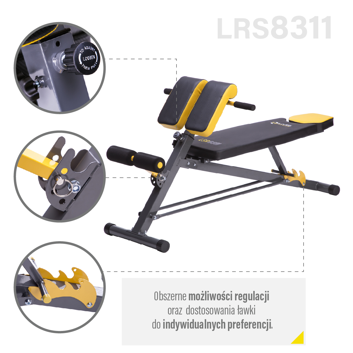 Lavice s hyperextenzí a opěrou HMS Premium LSR8311