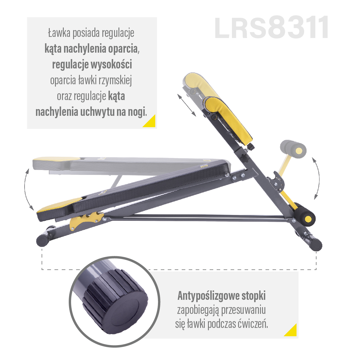 Lavice s hyperextenzí a opěrou HMS Premium LSR8311
