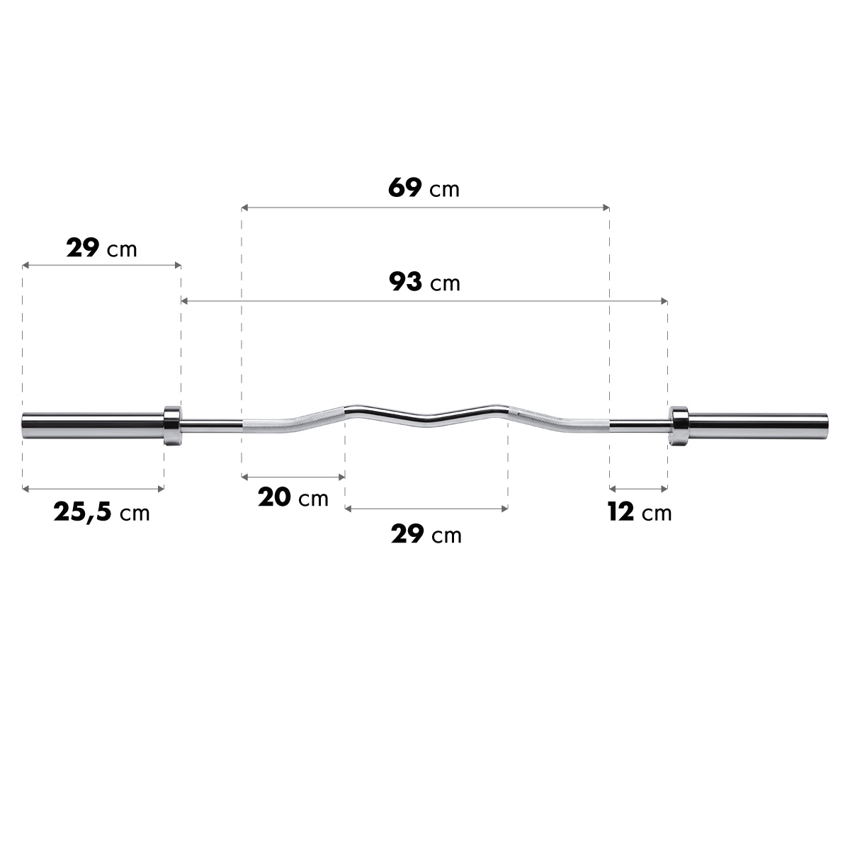 Olympijská osa lomená HMS Premium GOL200 150 x 5 cm + ZG1000