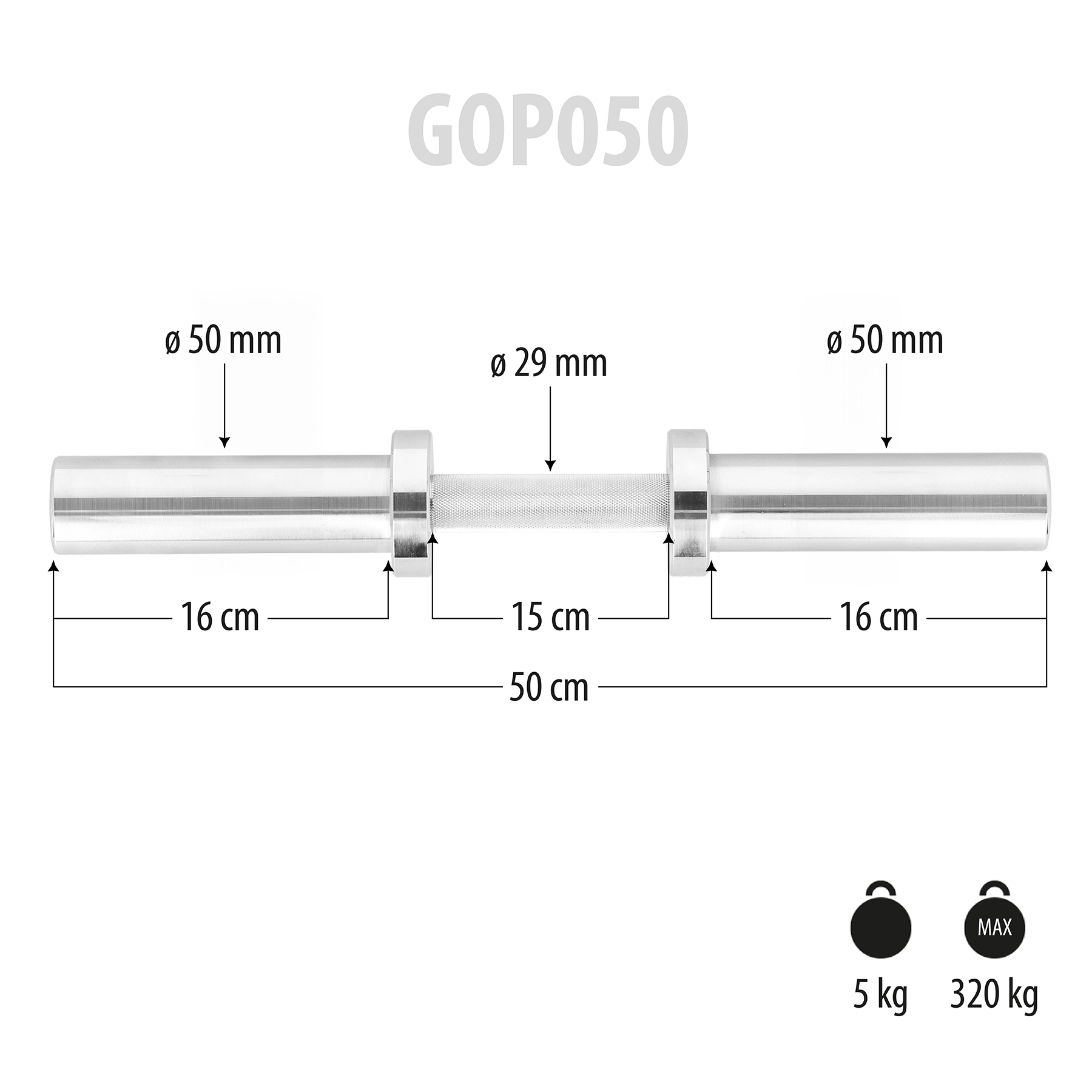Jednoruční olympijská osa HMS GOP050 5kg 50cm