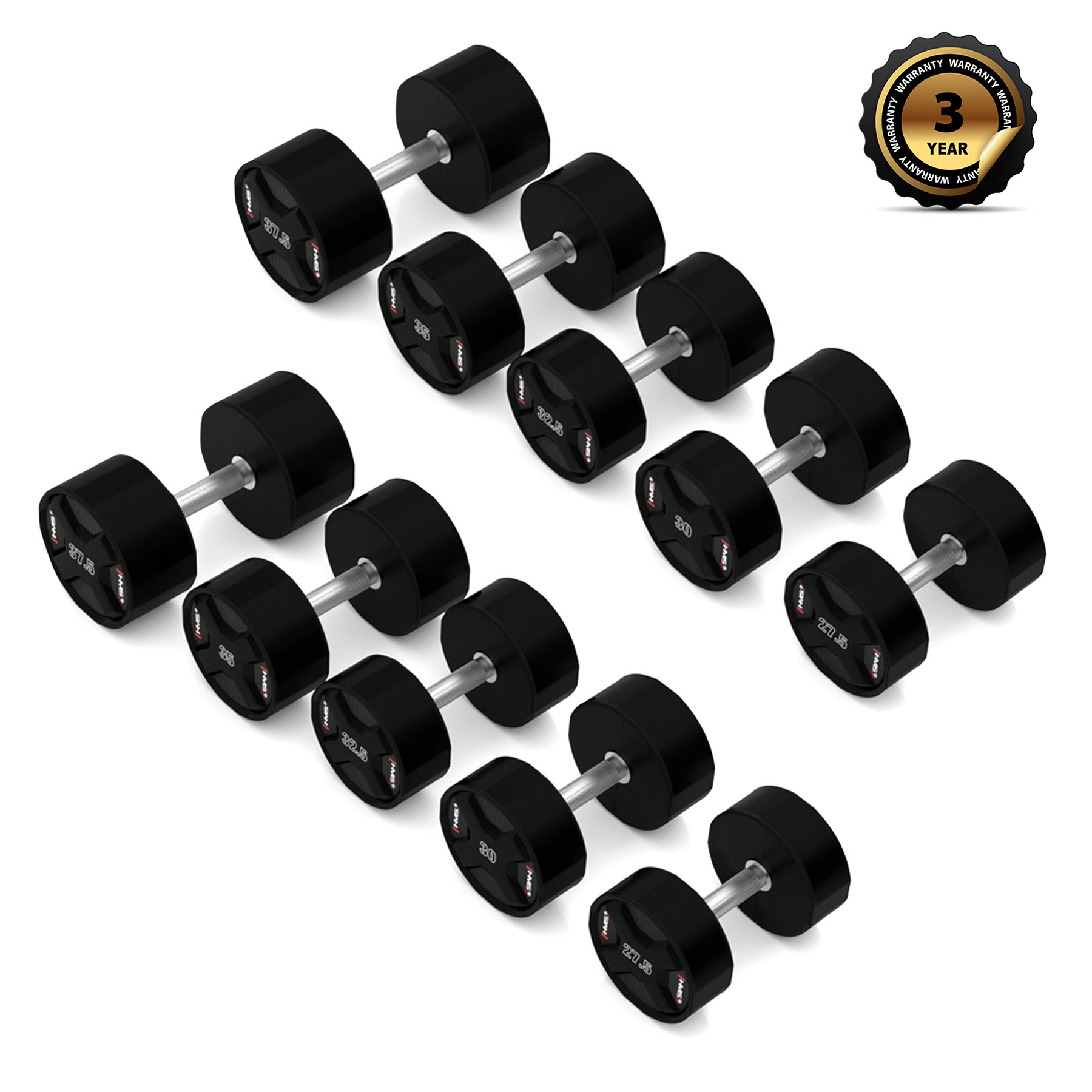 Sada polyuretanových jednoručních činek HMS HPC set 2 x 27,5 - 37,5 kg CPU - 325 kg