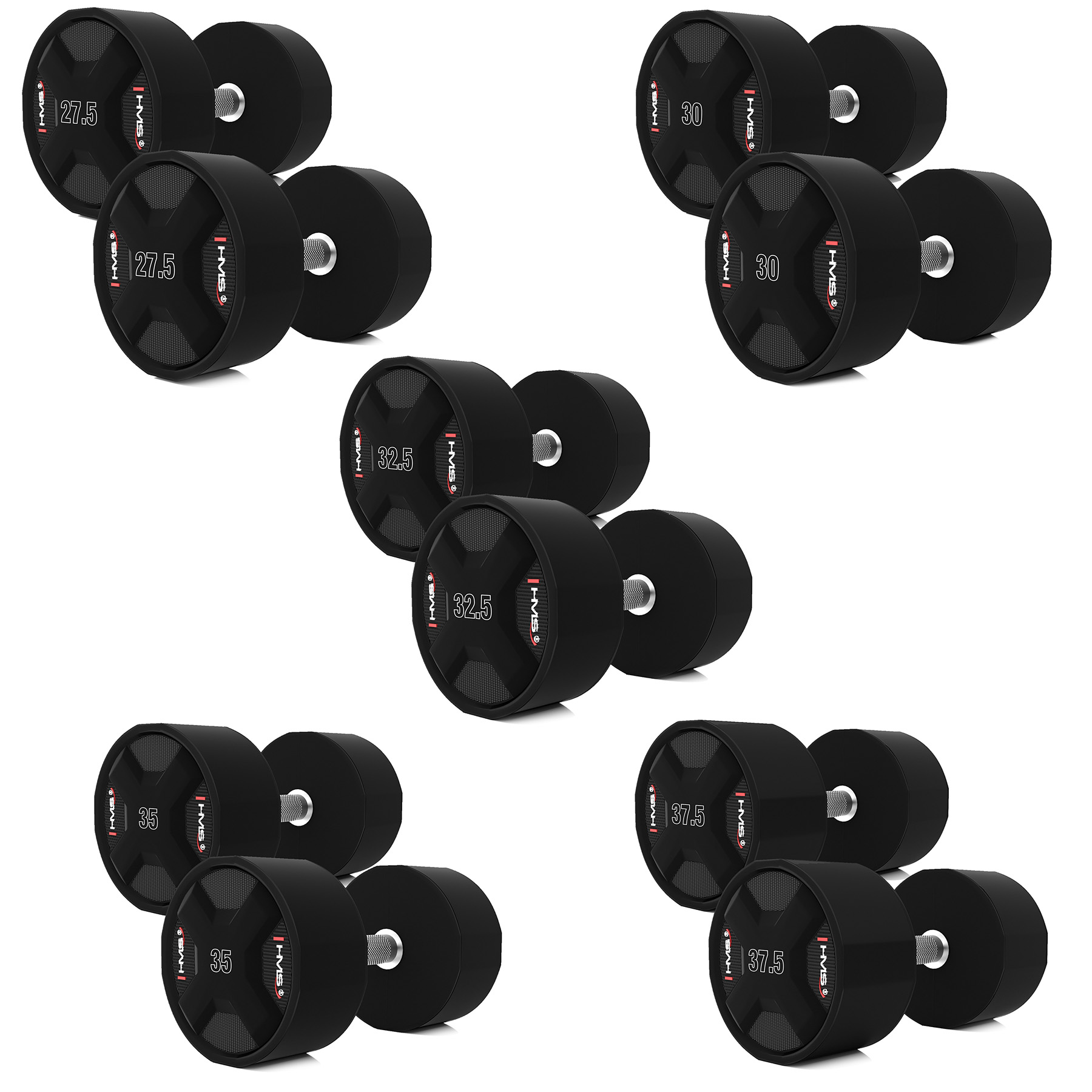 Sada polyuretanových jednoručních činek HMS HPC set 2 x 27,5 - 37,5 kg CPU - 325 kg