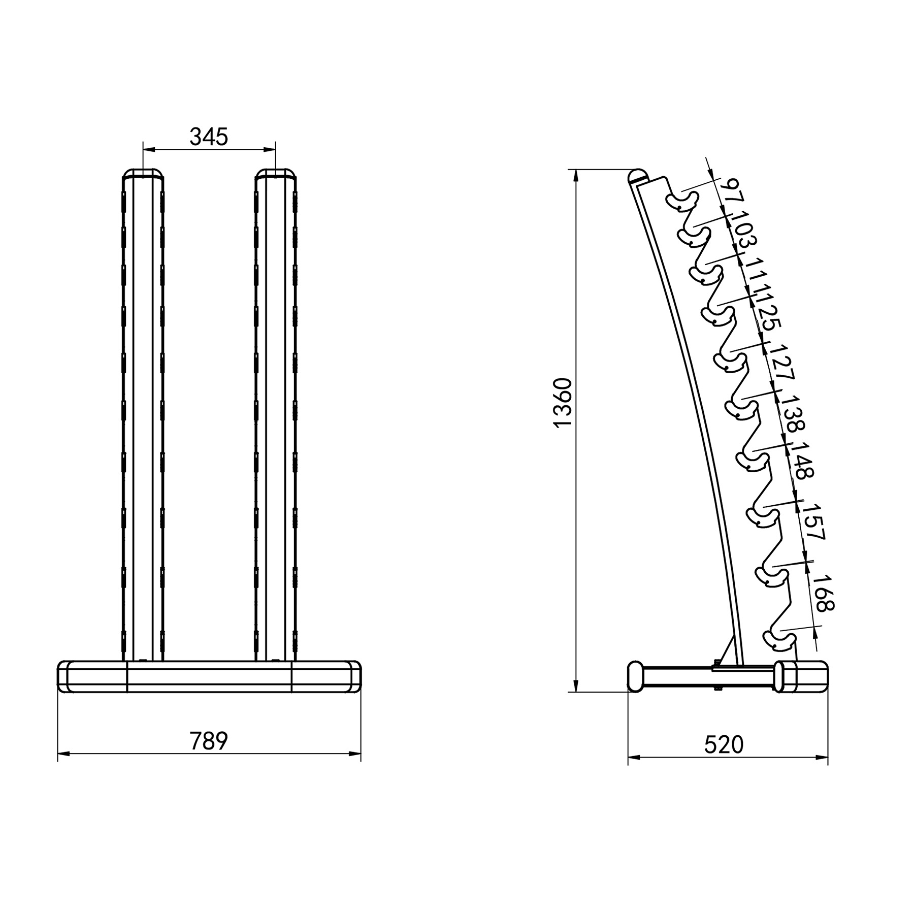 Sada 10 párů jednoruček HMS HPT 1-10 kg a stojanu STR37