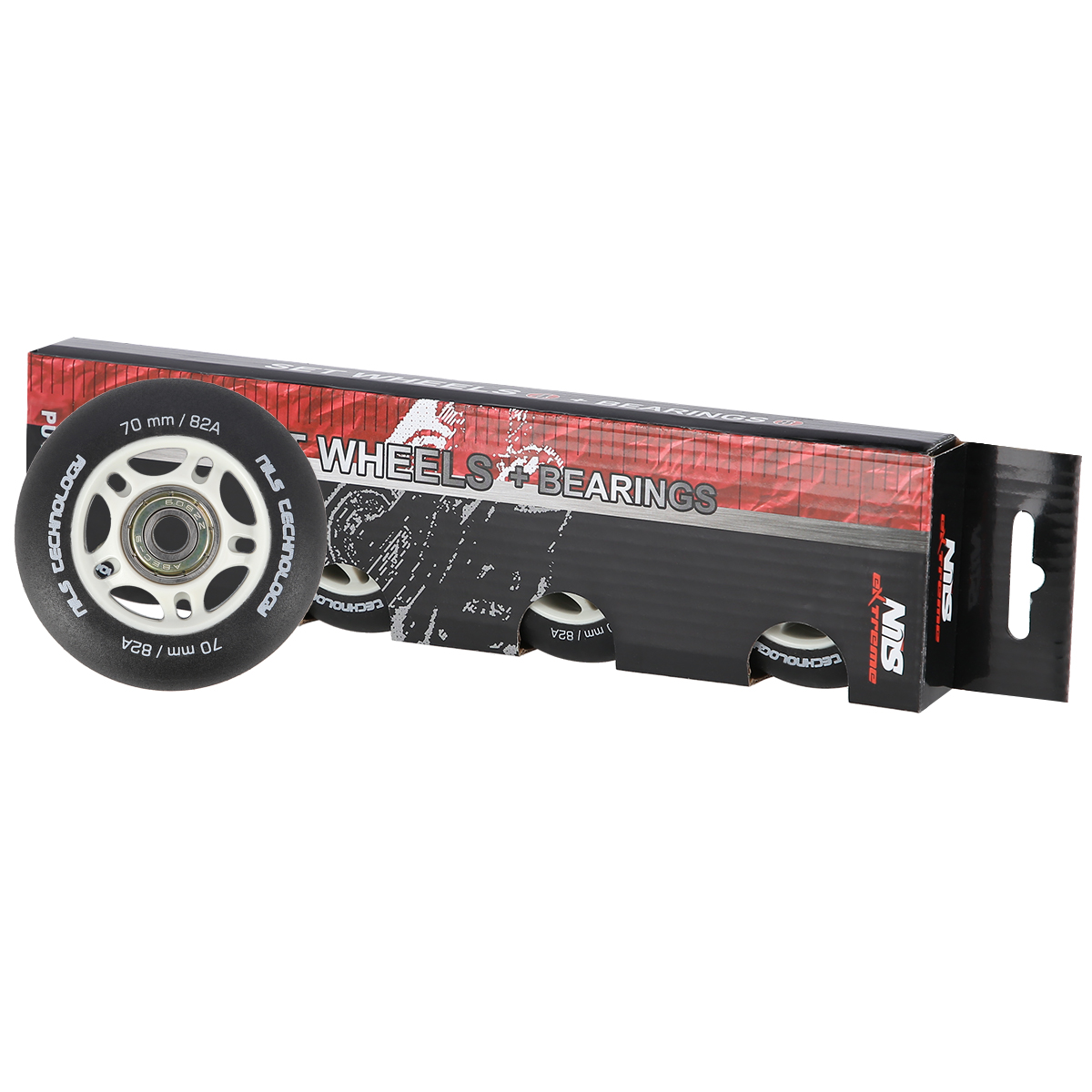Matná kolečka NILS Extreme PU 70x24 82A s ložisky ABEC 9, černá, 4 ks