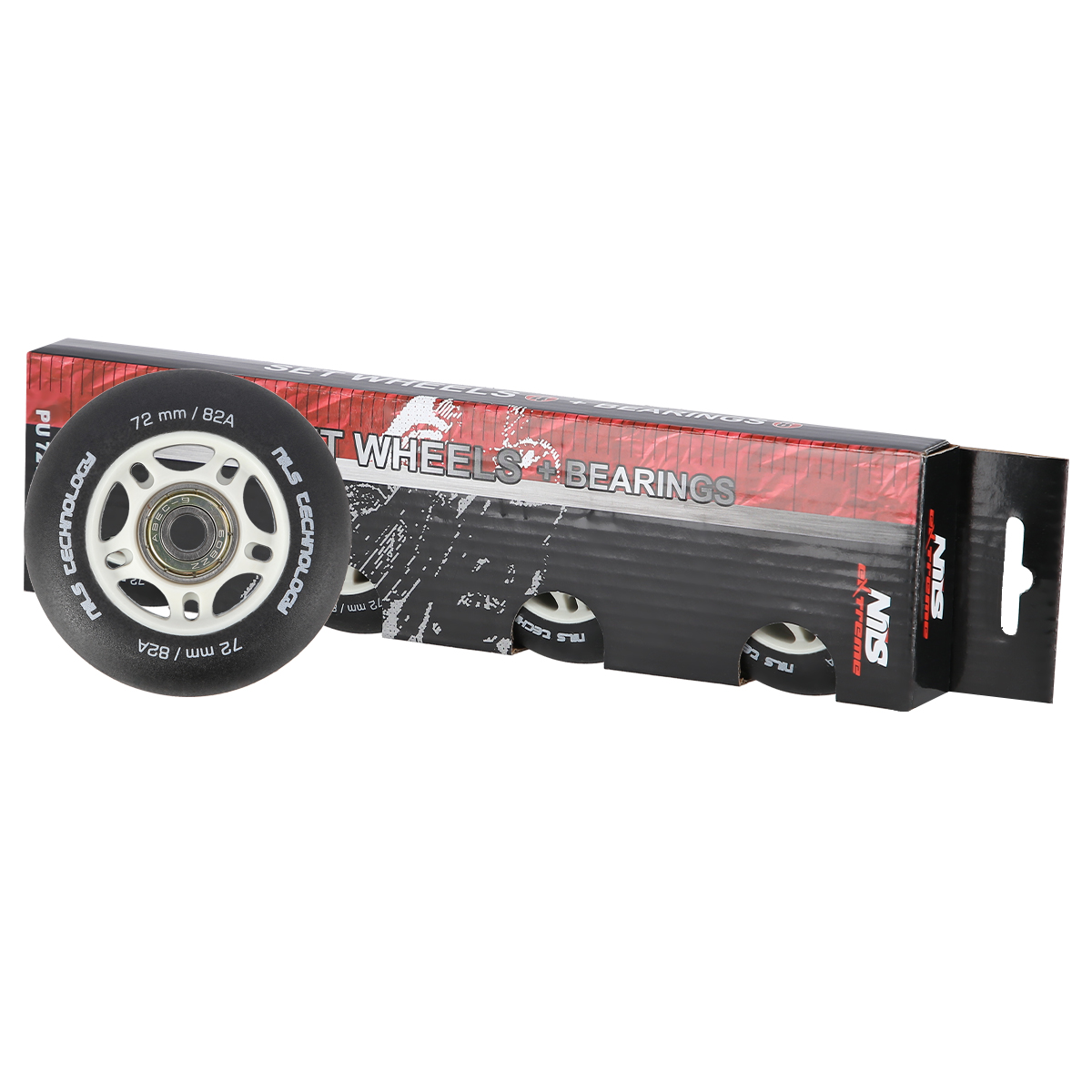 Matná kolečka NILS Extreme PU 72x24 82A s ložisky ABEC 9, černá, 4 ks