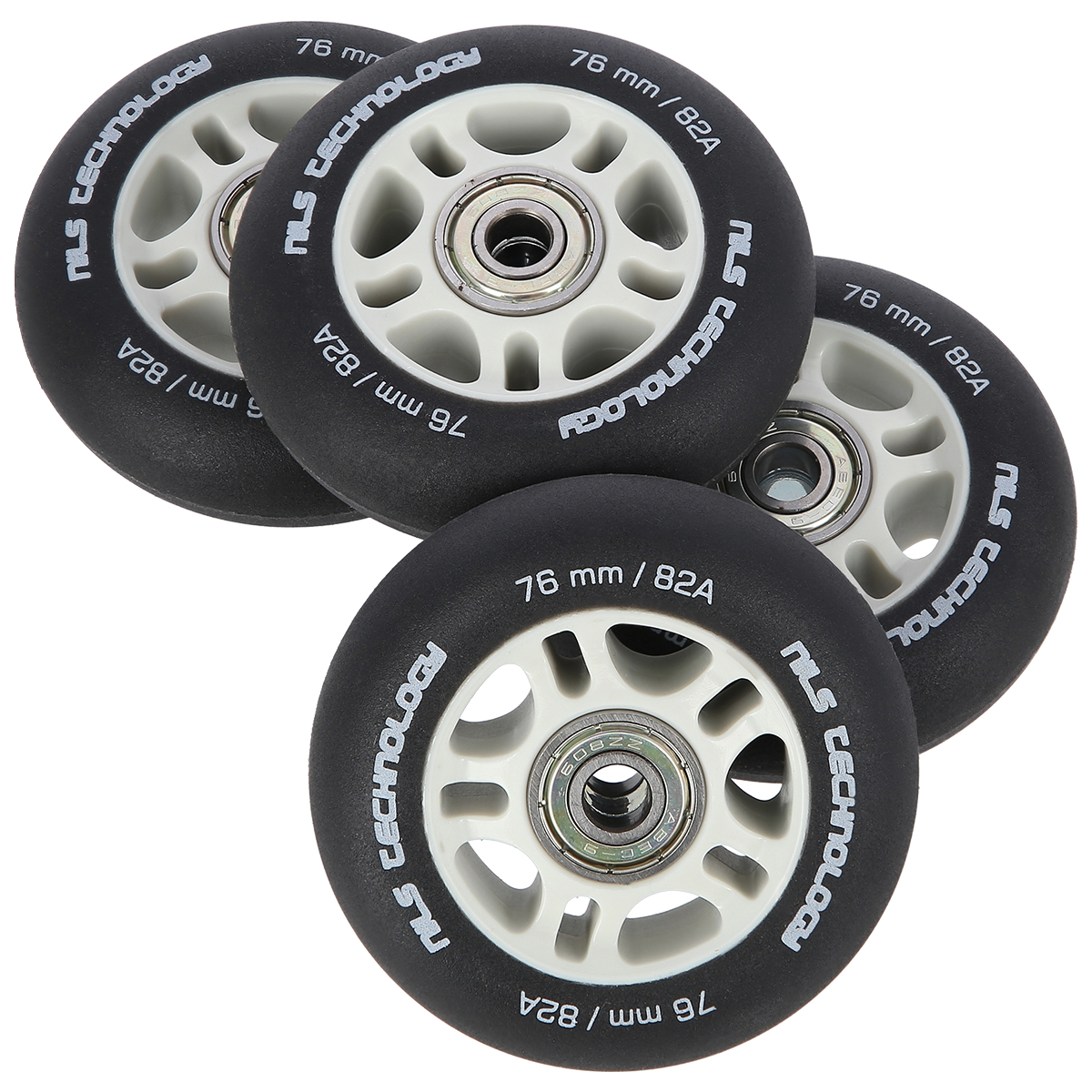 Matná kolečka NILS Extreme PU 76x24 82A s ložisky ABEC 9, černá, 4 ks