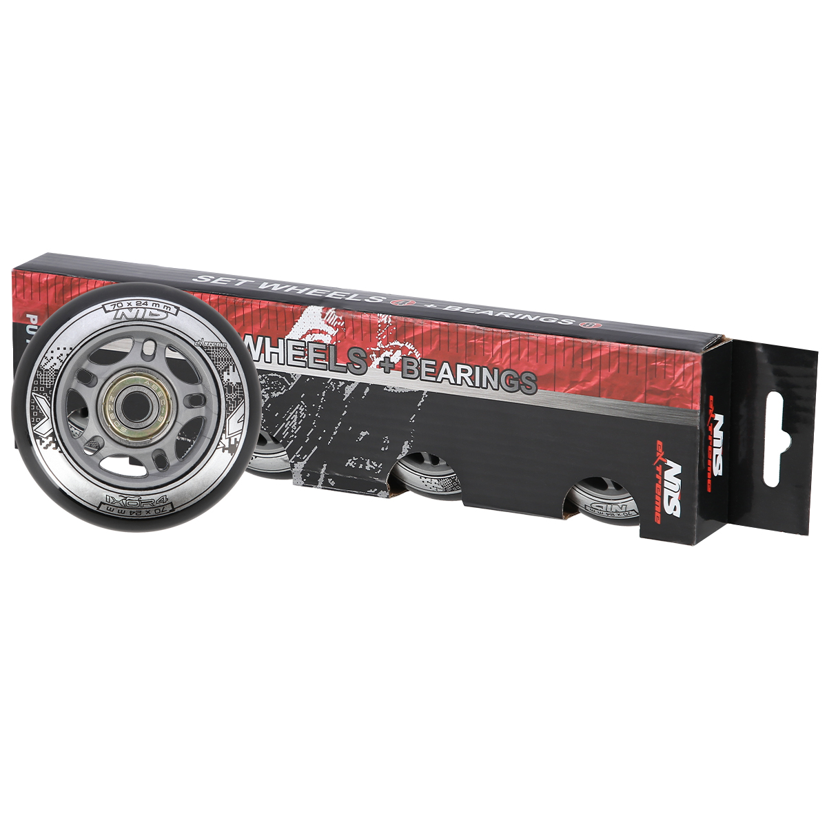 Sestava černých PU koleček 70x24 + ložiska ABEC9 NILS EXTREME
