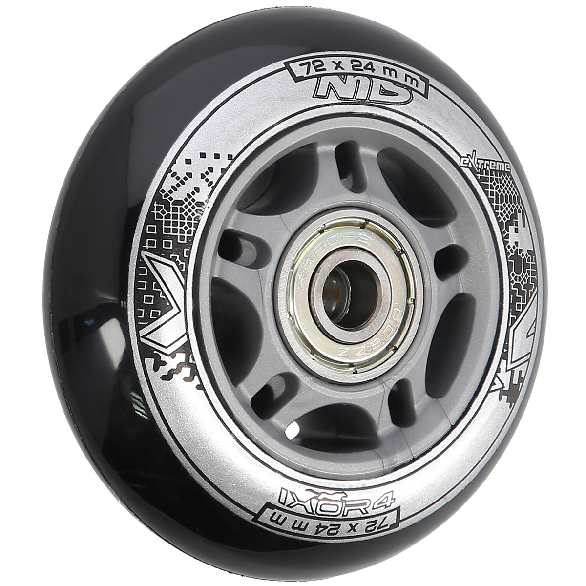 Sestava černých PU koleček 72x24 + ložiska ABEC9 NILS EXTREME