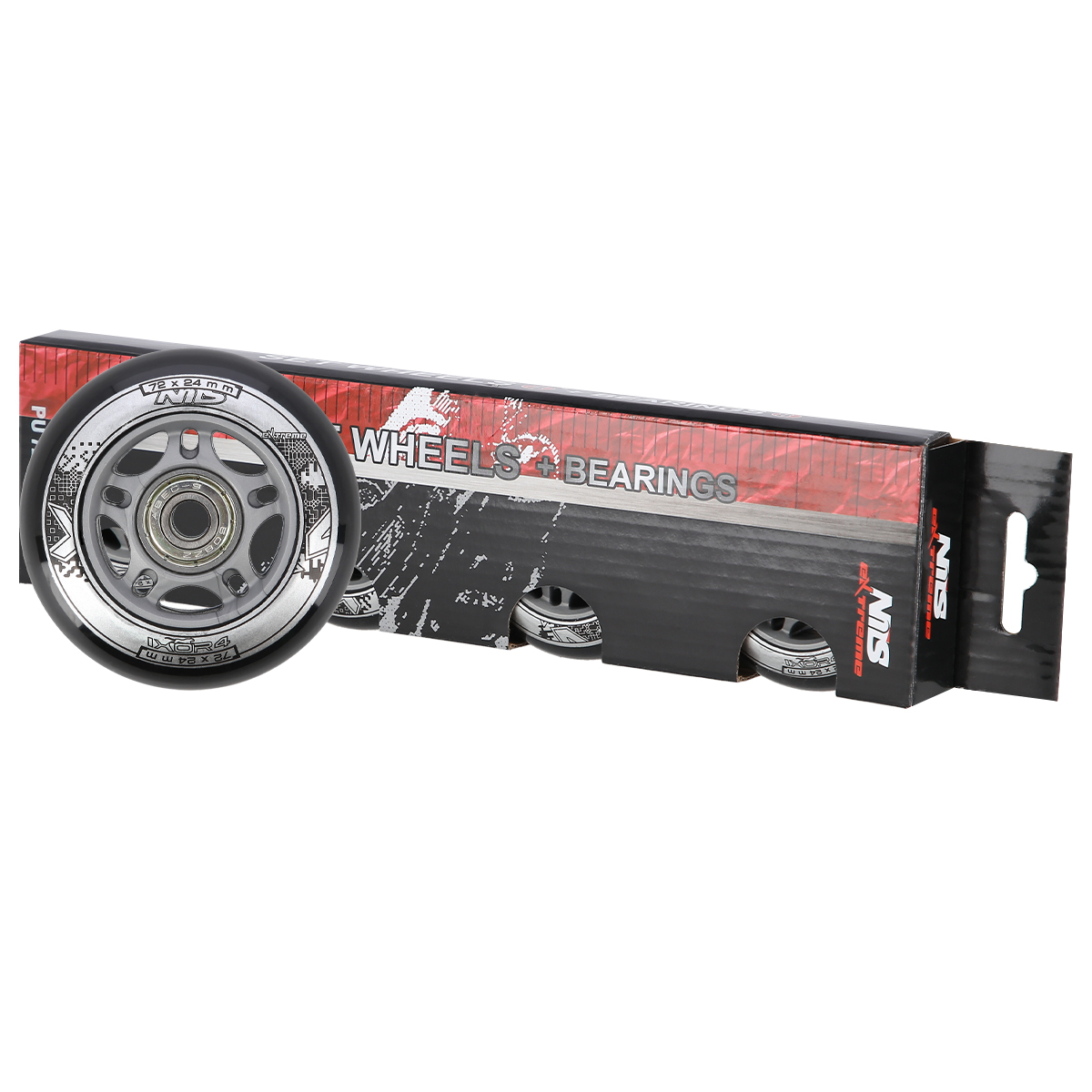 Sestava černých PU koleček 72x24 + ložiska ABEC9 NILS EXTREME