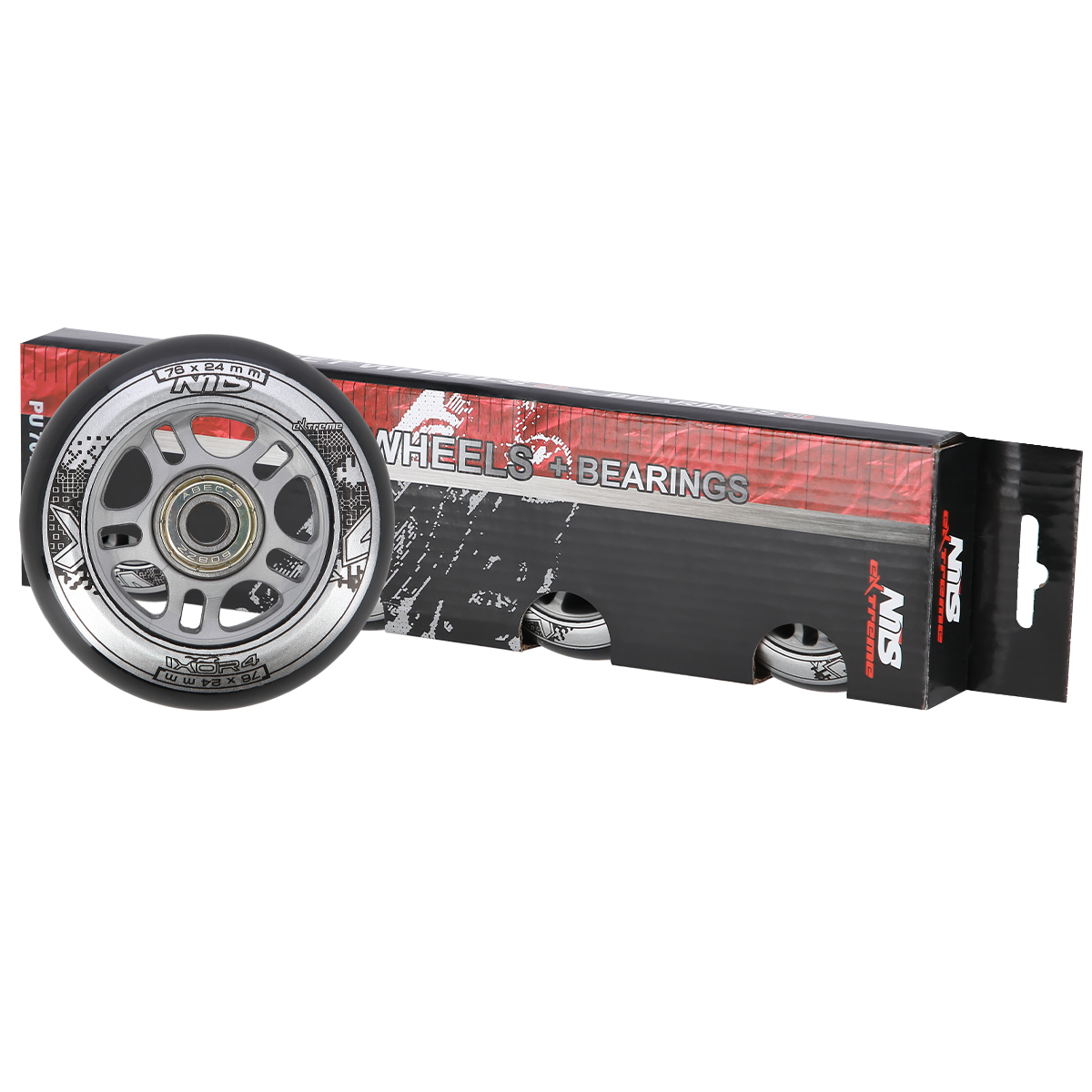 Sestava černých PU koleček 76x24 + ložiska ABEC9 NILS EXTREME