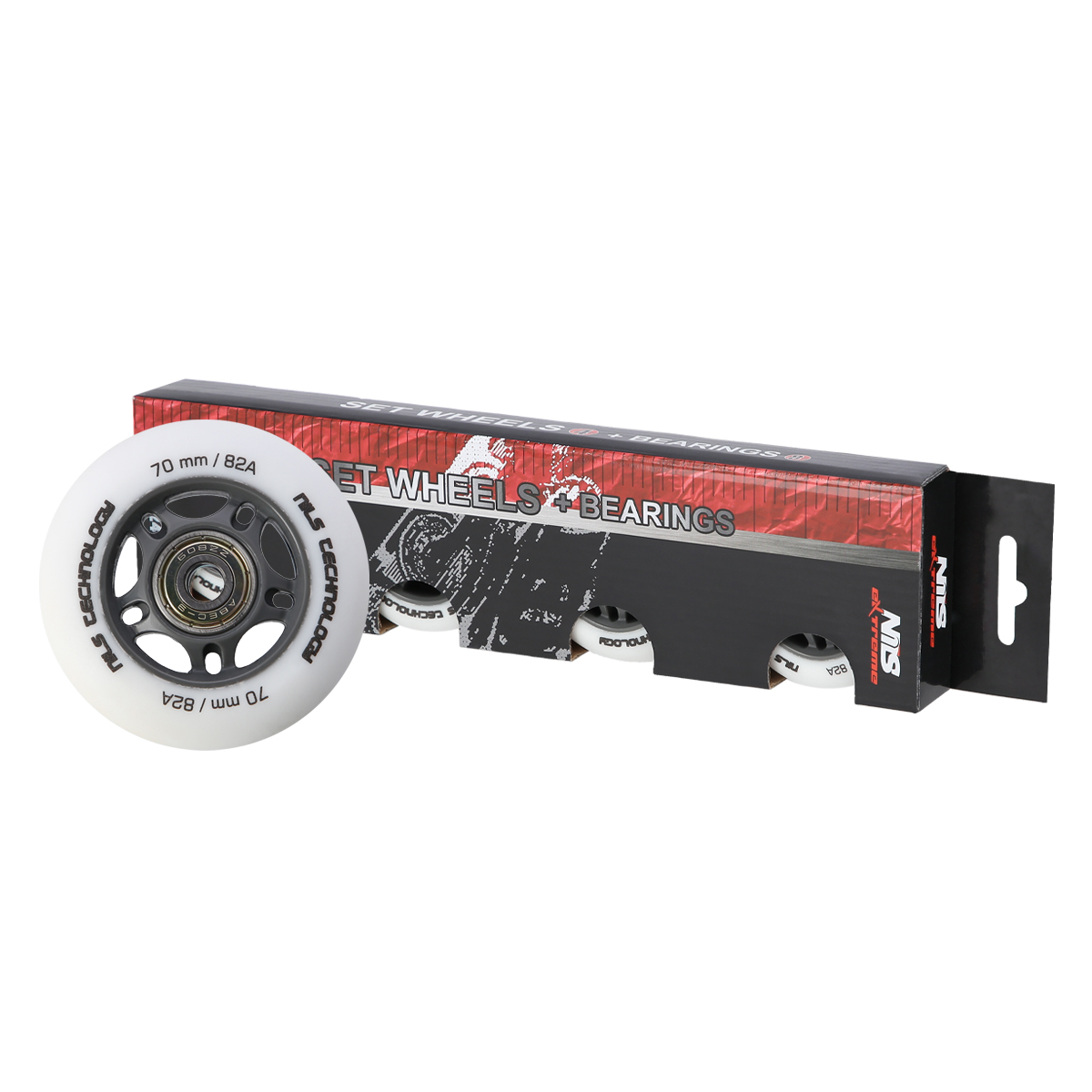 Matná kolečka NILS Extreme PU 70x24 82A s ložisky ABEC 9, bílá, 4 ks