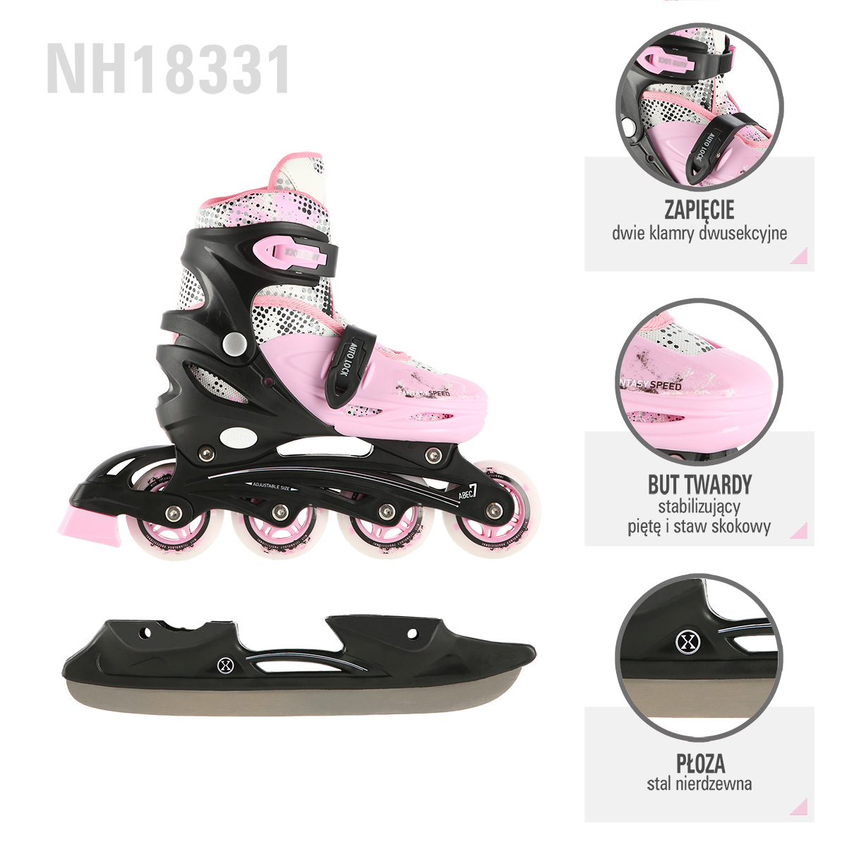 Brusle NILS Extreme NH18331 4v1 růžové