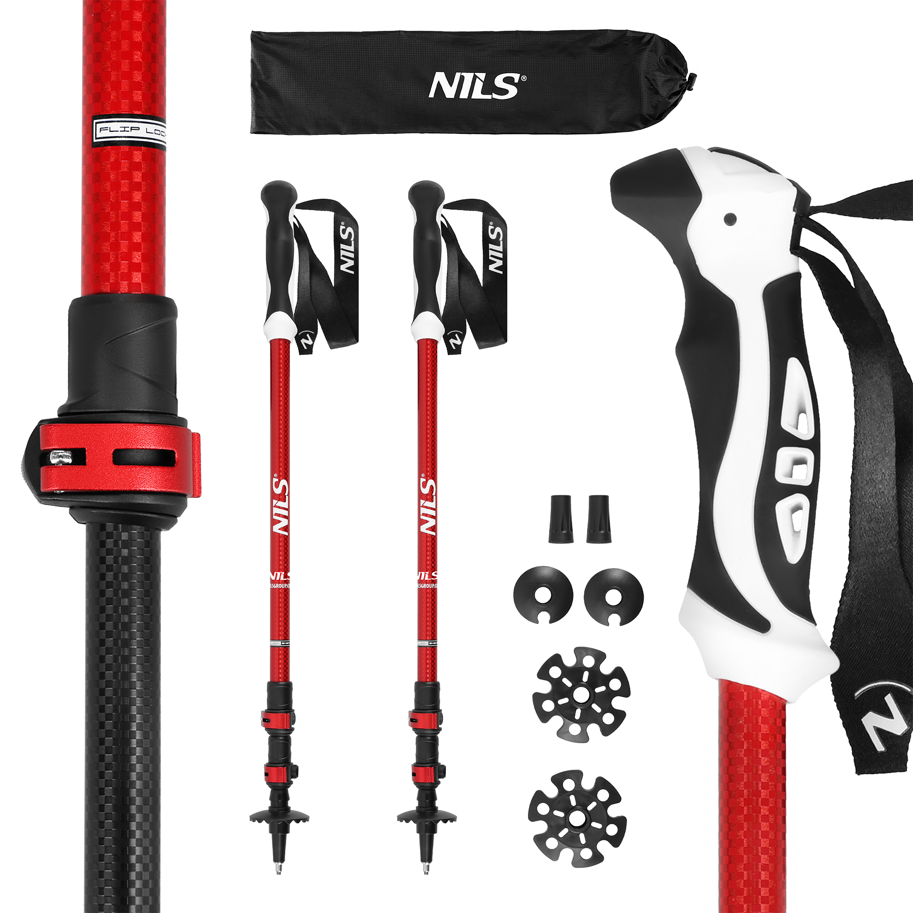 Trekingové hole NILS TK8601 červené