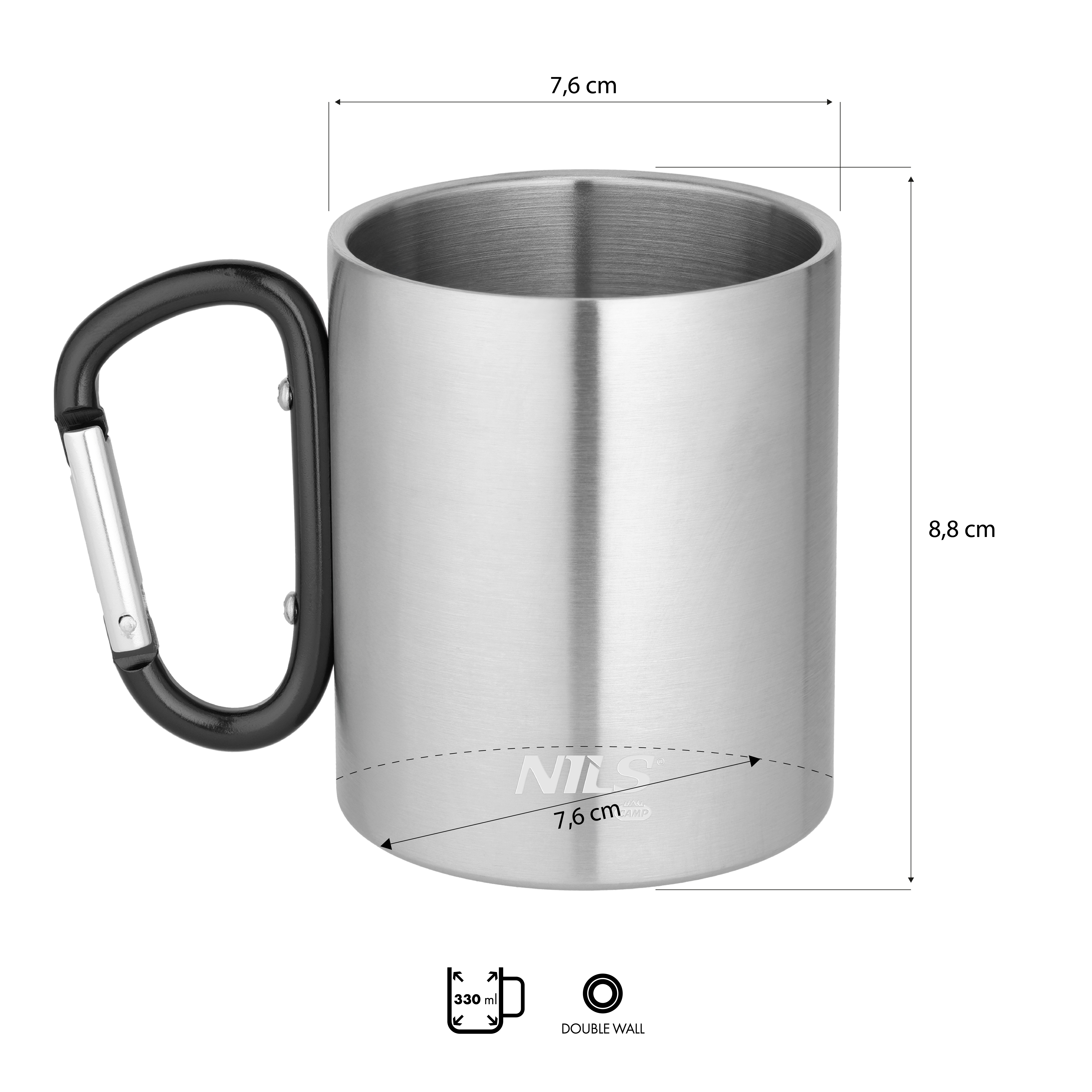 Kempingový hrnek NILS Camp NC17110 s karabinou 300ml černý