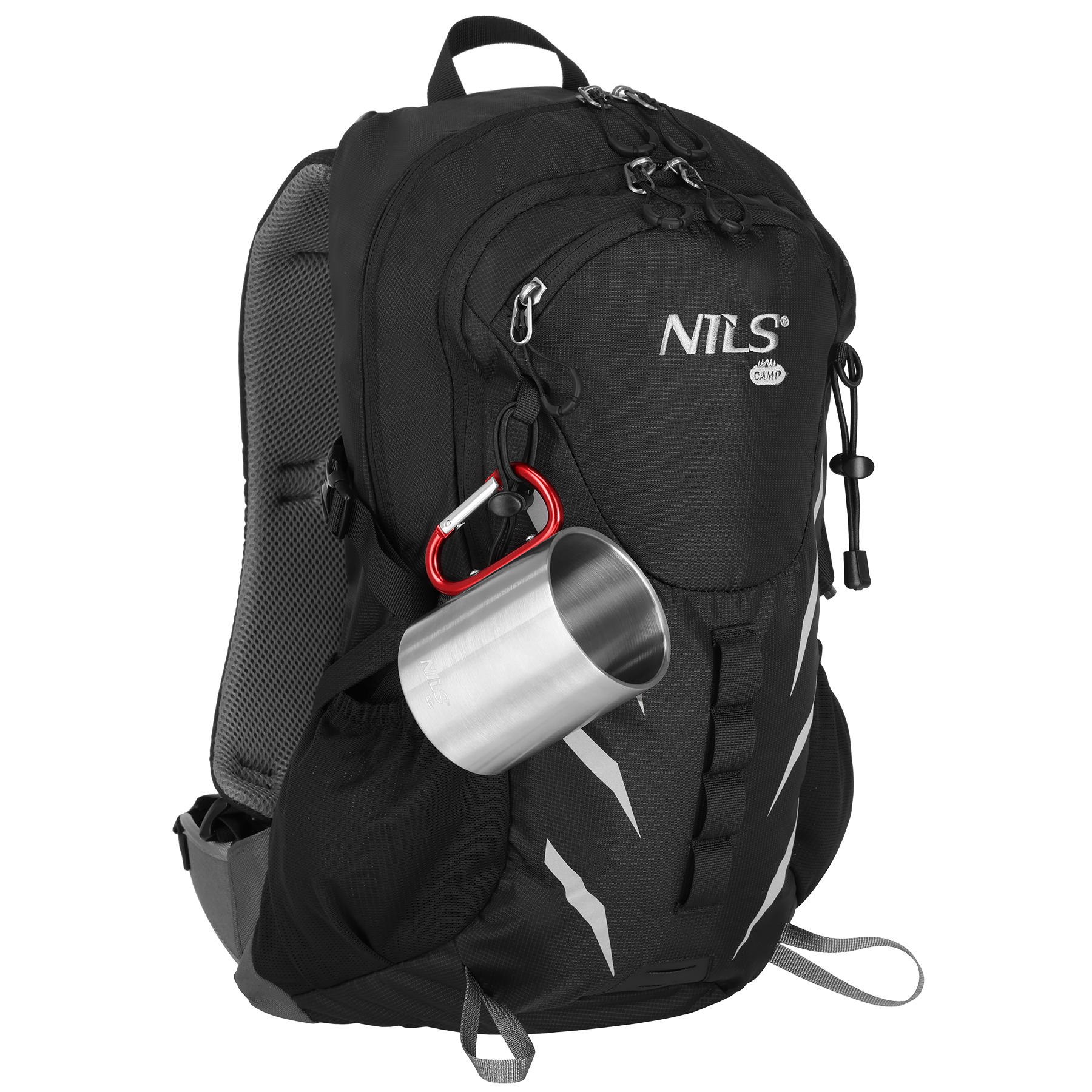 Kempingový hrnek NILS Camp NC17110 s karabinou 300ml červený
