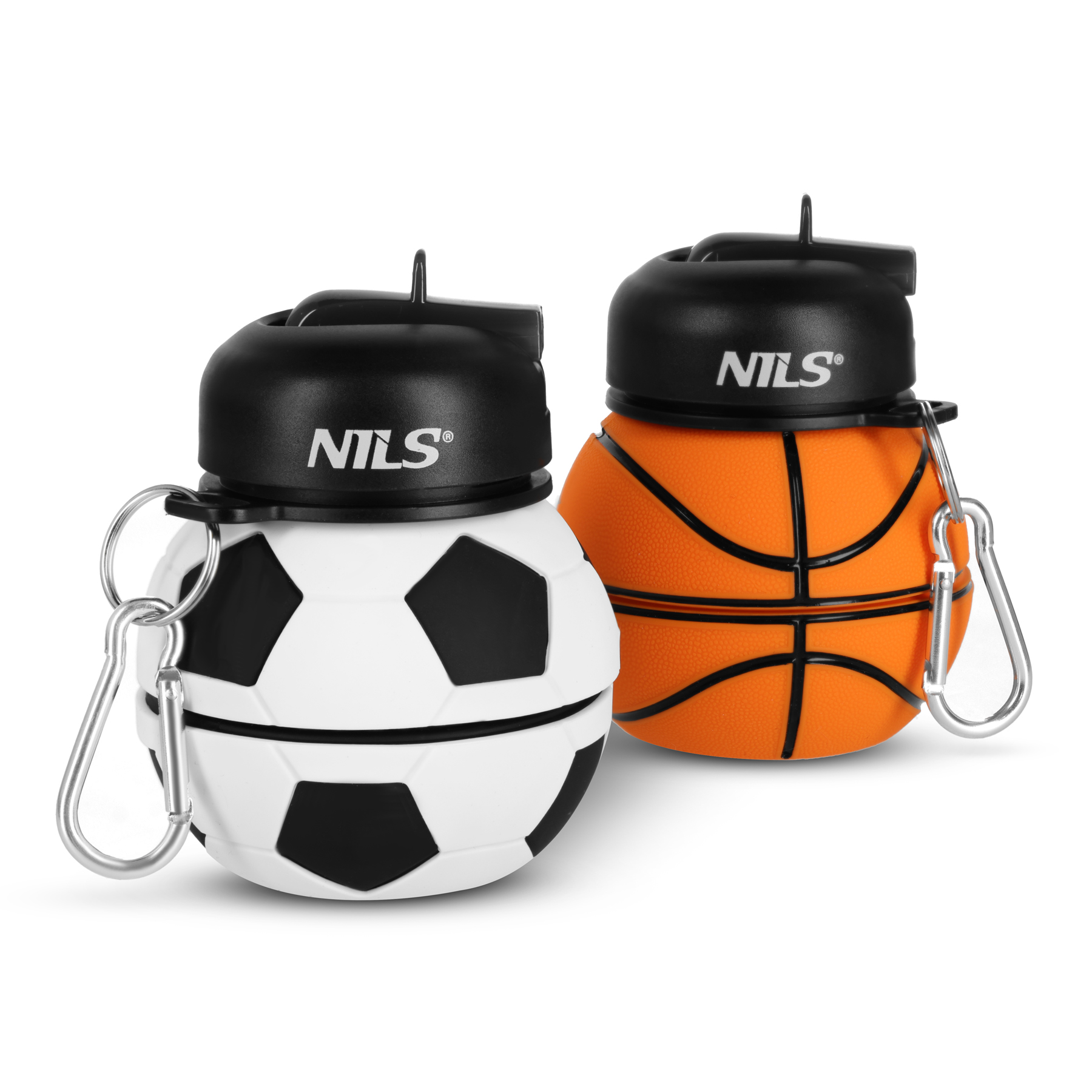 Skládací silikonová láhev NILS Camp NC4104 550ml basketbal