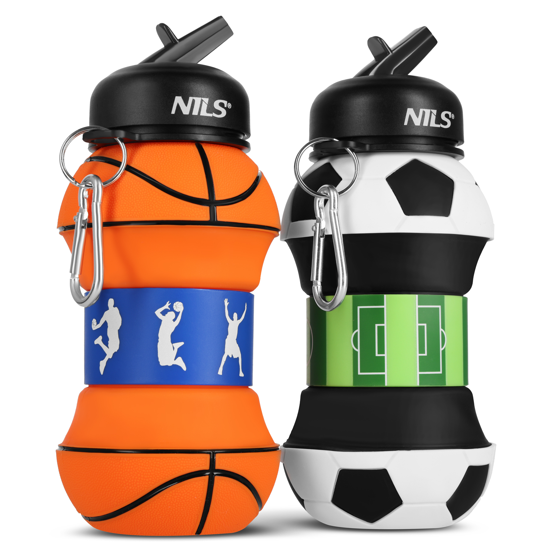 Skládací silikonová láhev NILS Camp NC4104 550ml fotbal