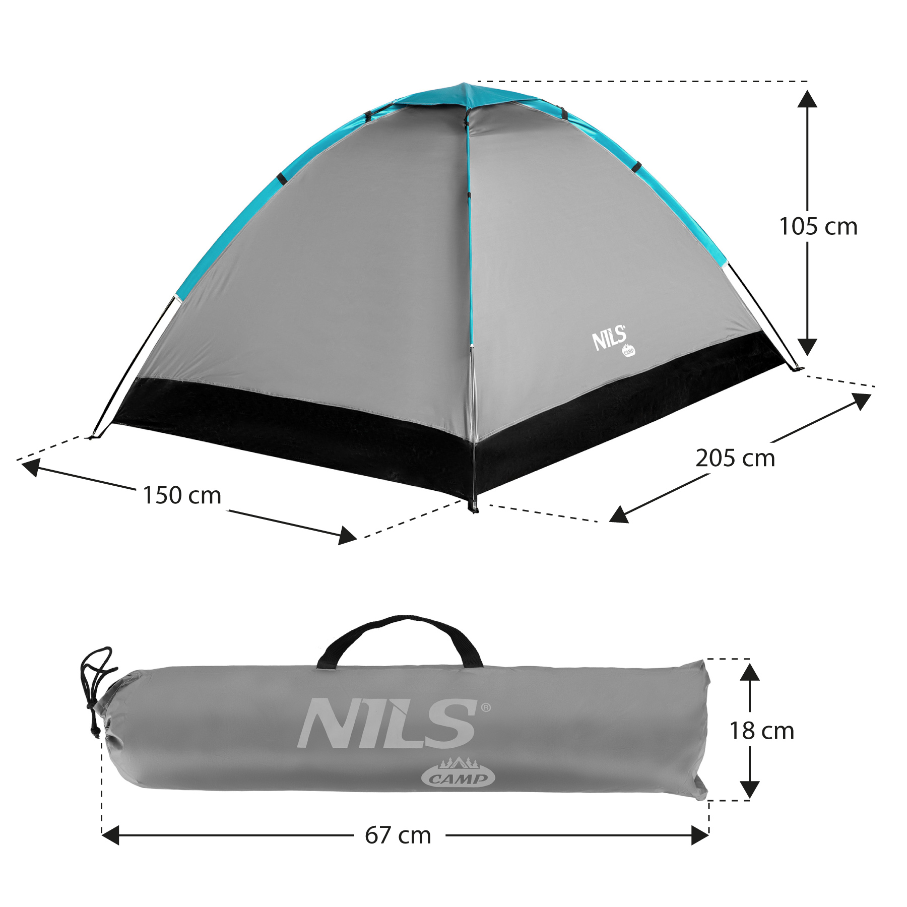 Turistický stan NILS Camp NC3021 šedý