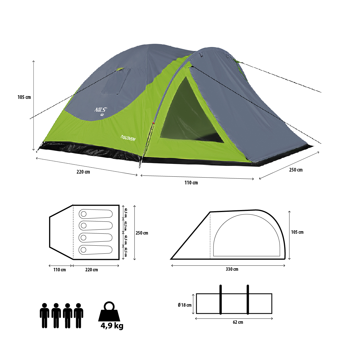 Kempingový stan NILS Camp NC6006 Discovery