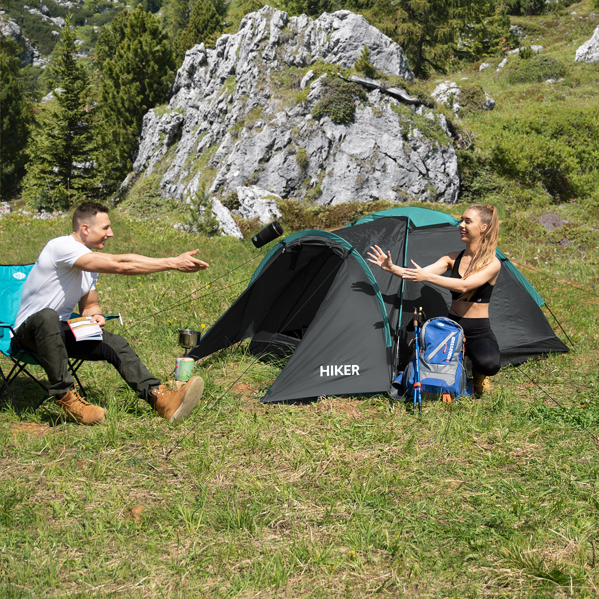 Turistický stan NILS Camp NC6010 Hiker šedý
