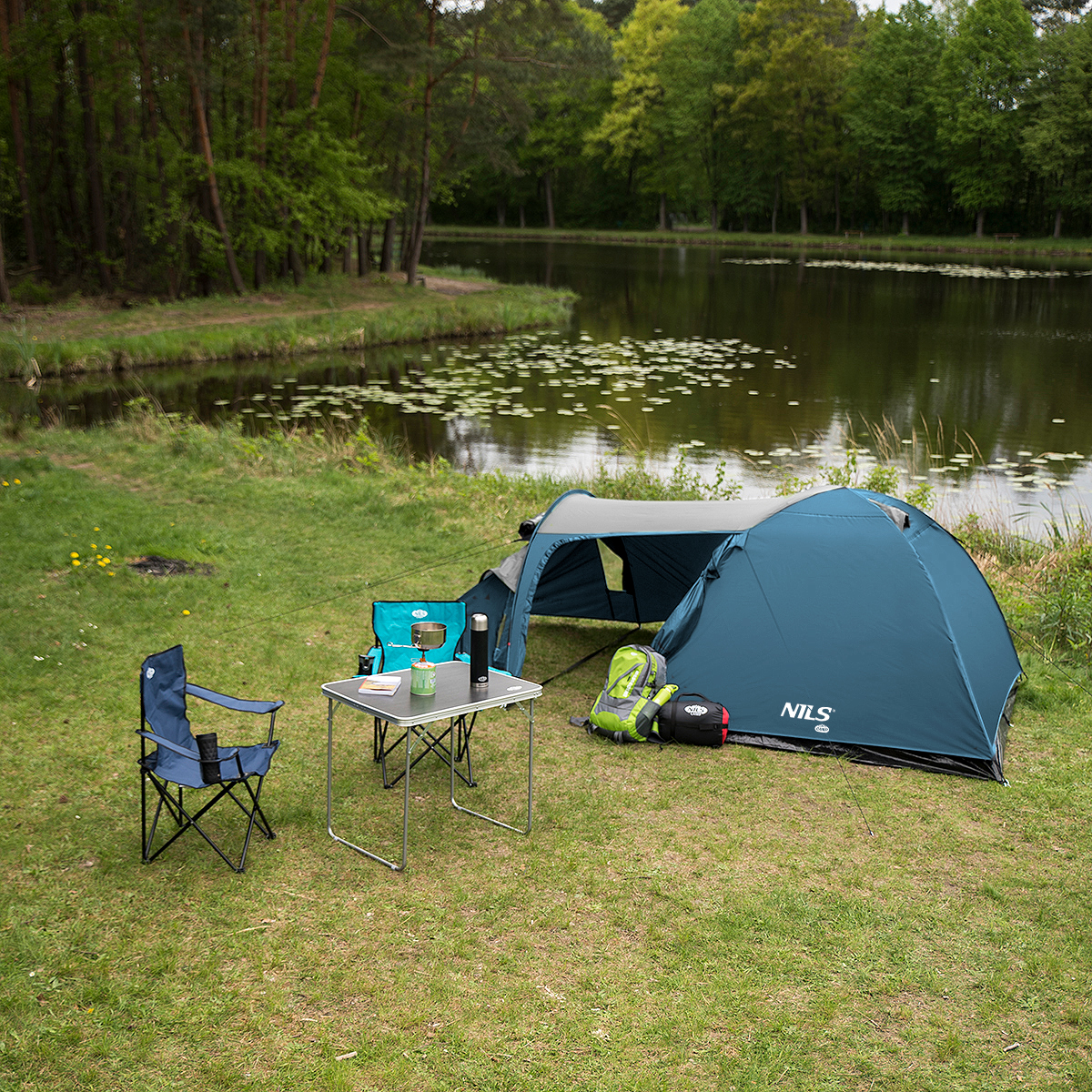 Turistický stan NILS Camp NC6012 Trekker modro-šedý