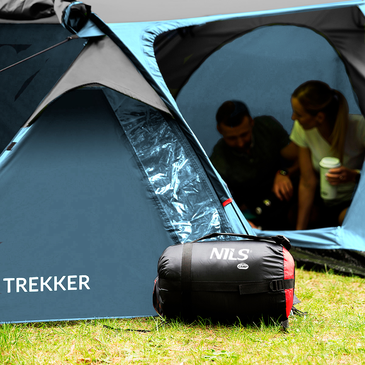 Turistický stan NILS Camp NC6012 Trekker modro-šedý